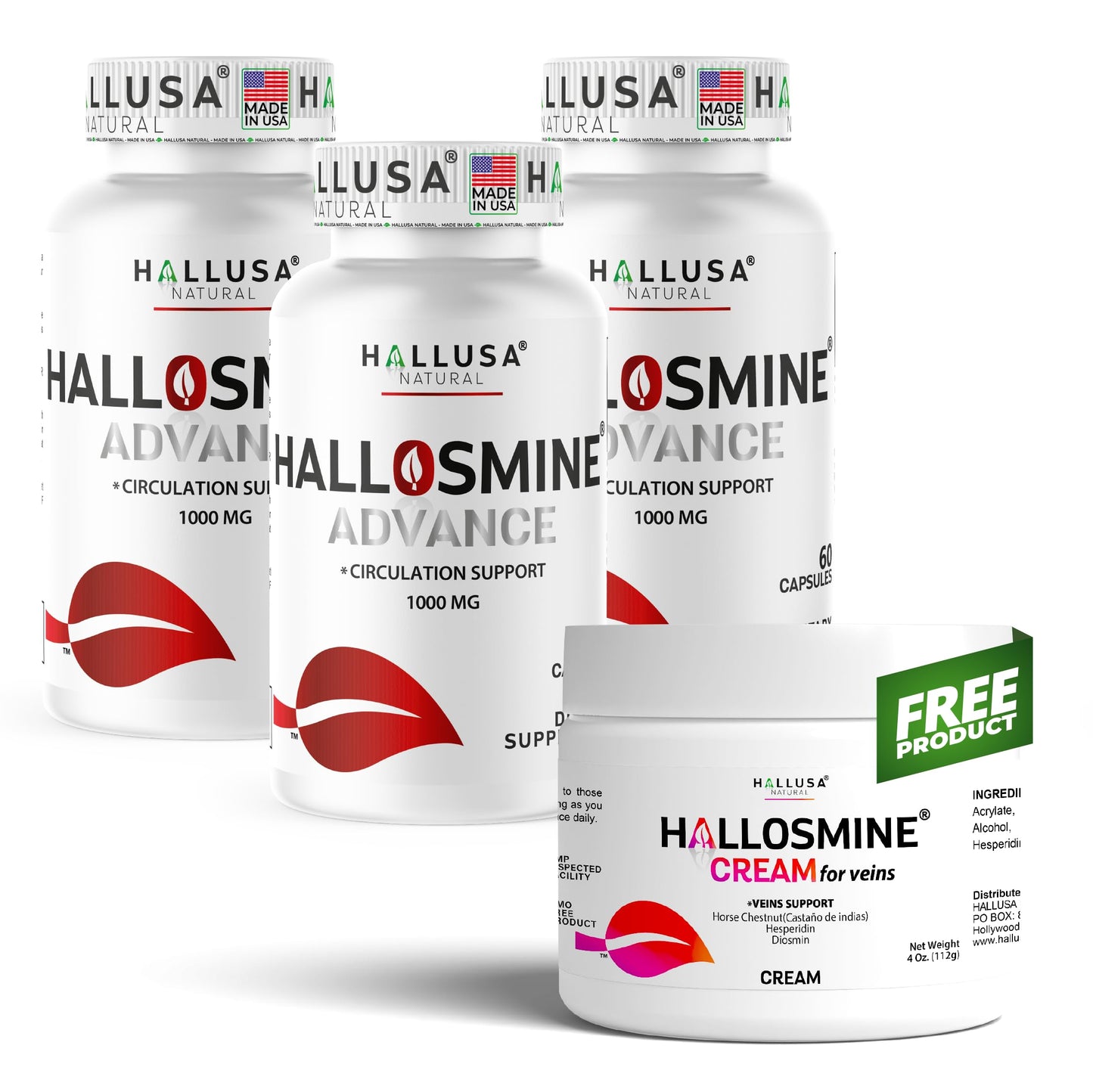 Hallusa Natural Hallosmine Advance 1000mg Diosmin, 180 Capsules