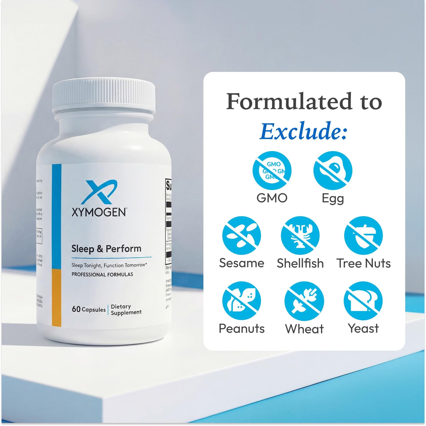 XYMOGEN Sleep & Perform Magnesium & Ashwagandha Capsules, 60 Count