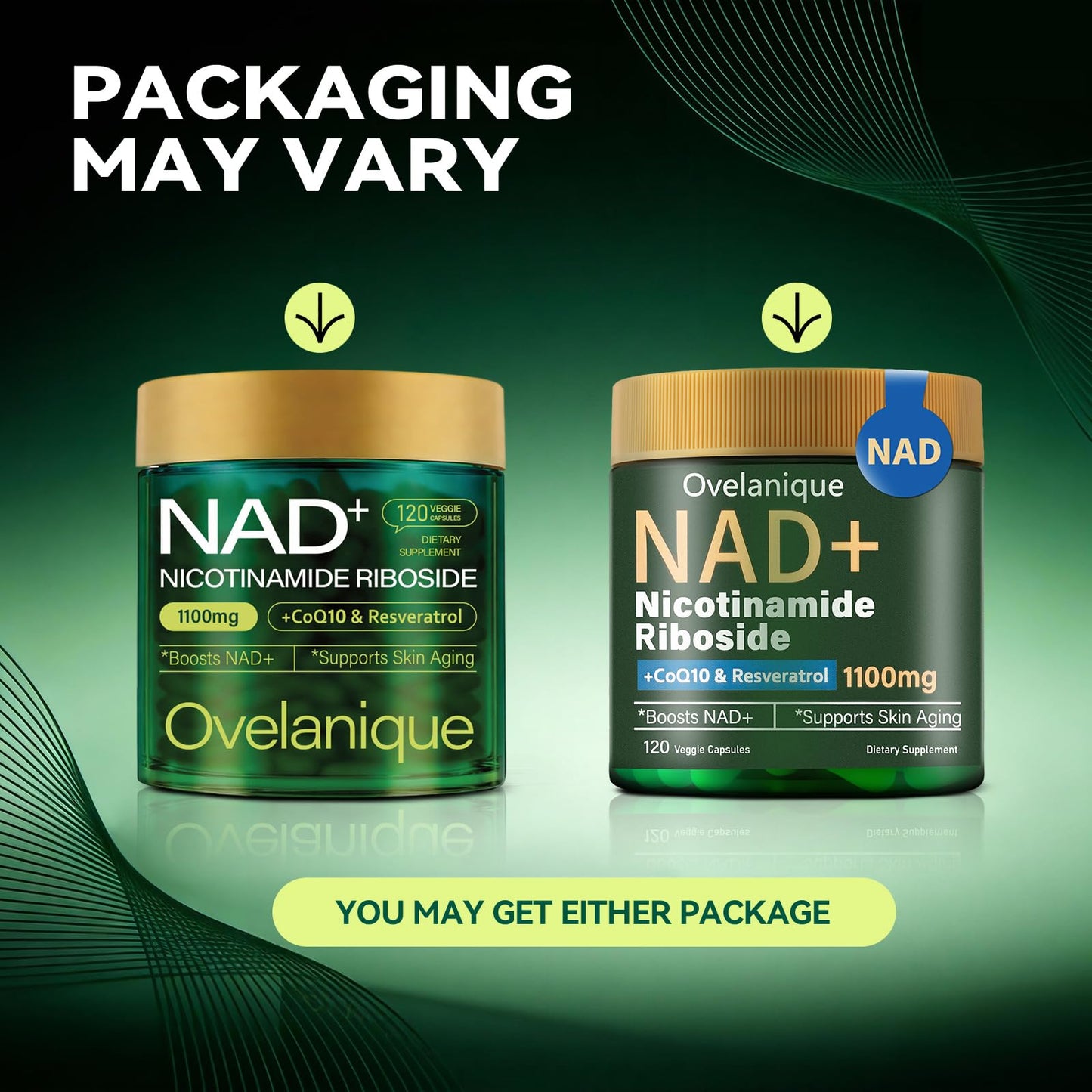 Ovelanique NAD Supplement with Nicotinamide Riboside & Resveratrol NAD+ Complex with Quercetin Phytosome & CoQ10 Liposomal Delivery, 120 Capsules
