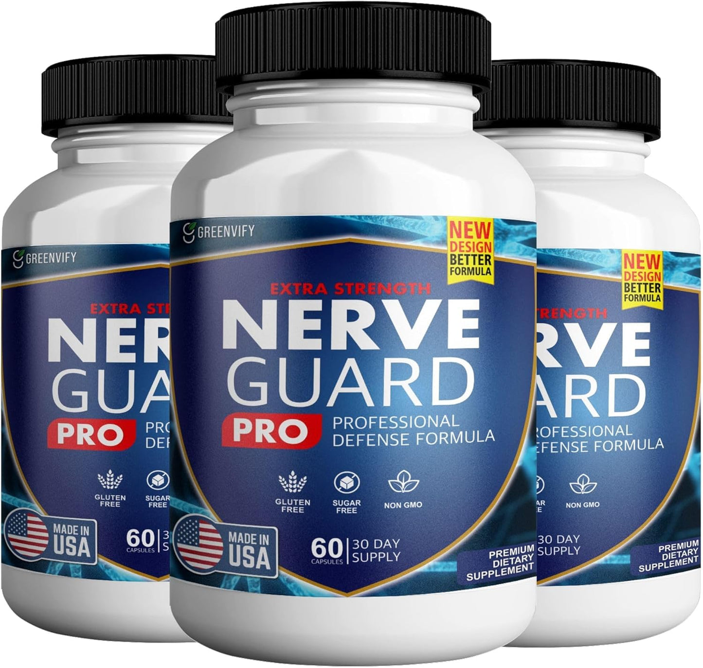 GREENVIFY Nerve Guard Plus Pro Advanced Nerve Support Formula with Essential Vitamins, Minerals & Antioxidants for Tingling Relief, Circulation & Long-Term Nerve Health Capsules, 180 Count