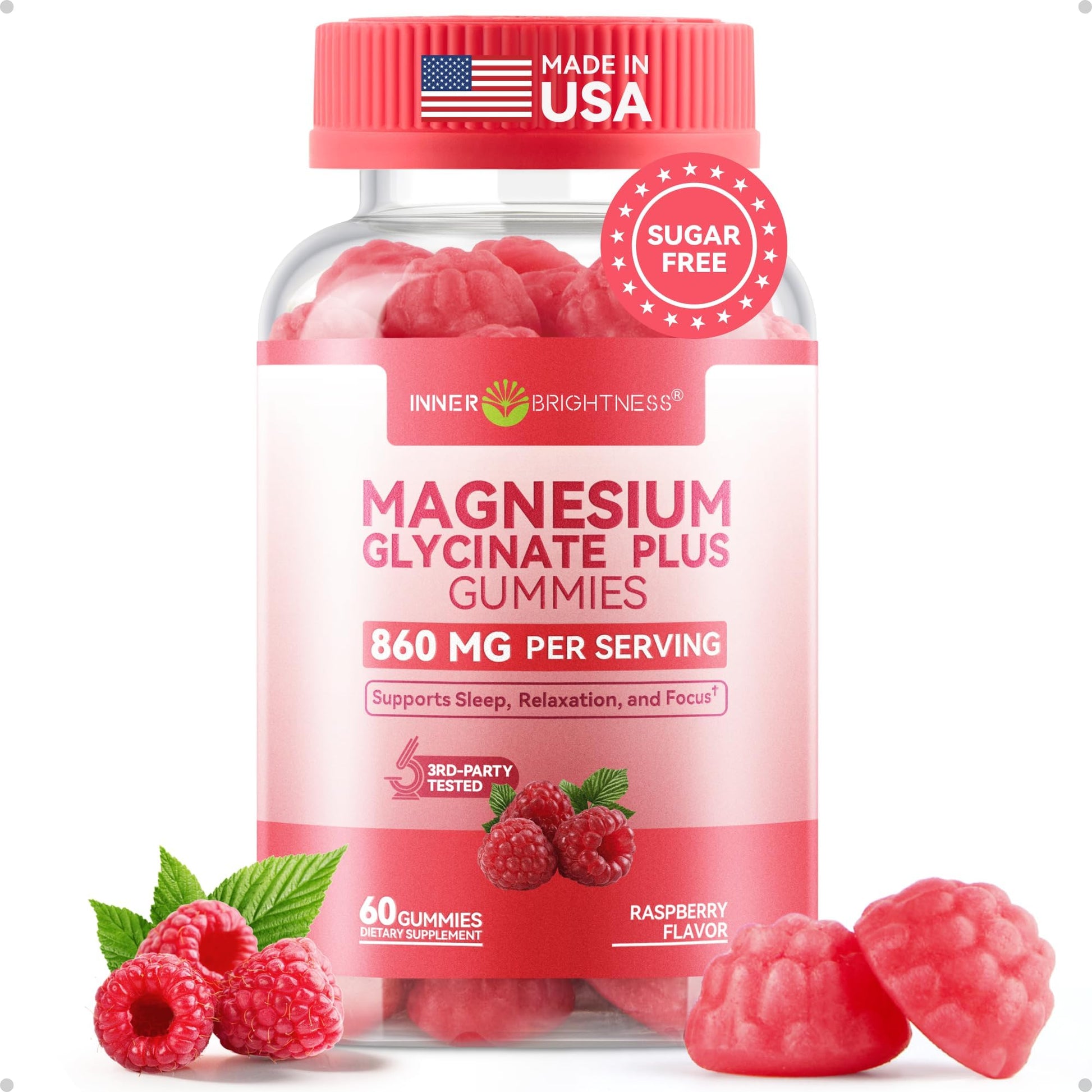 Inner Brightness Magnesium Glycinate Gummies 860mg (100mg Elemental), 60 Count