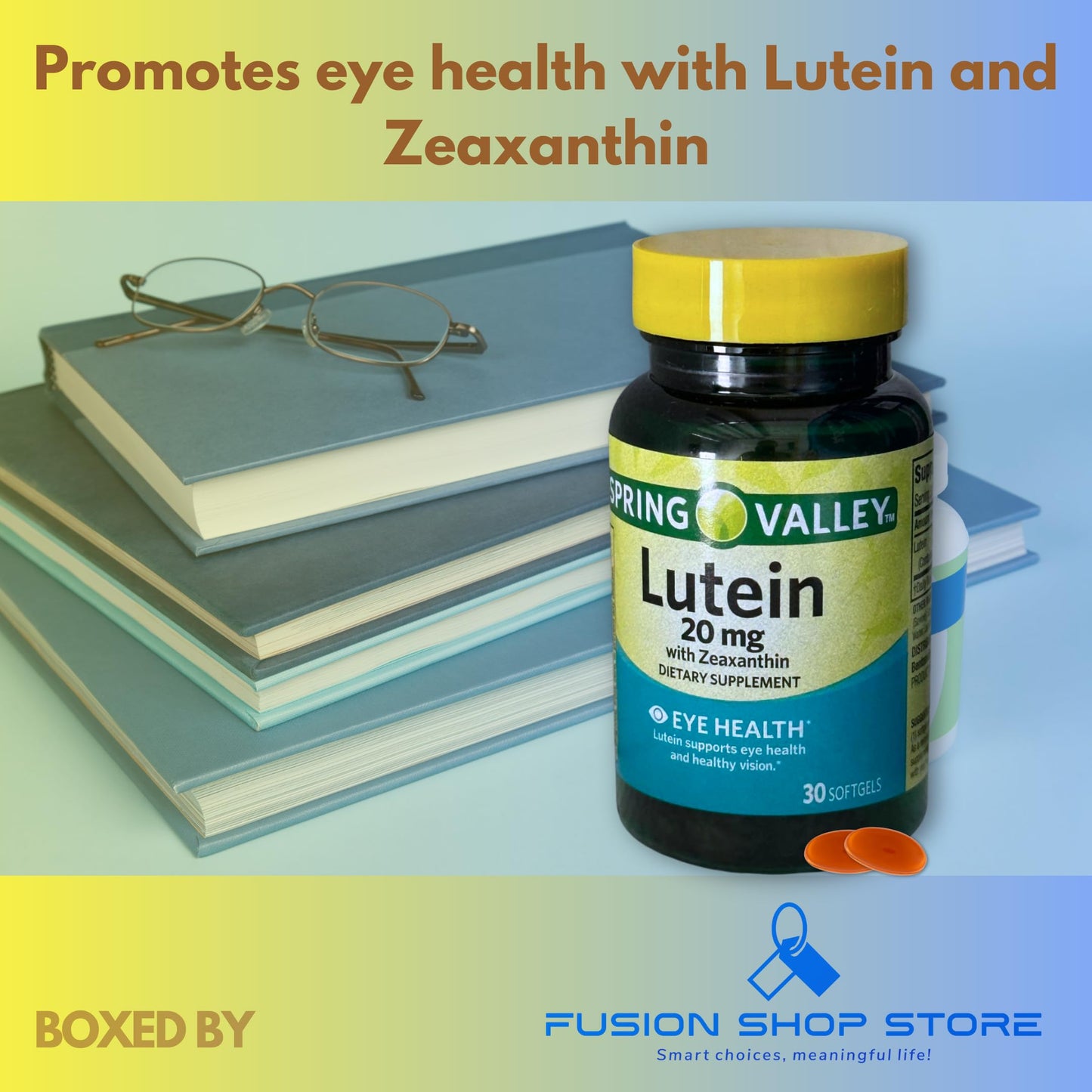 Fusion Shop Store Lutein 20mg Softgels with Zeaxanthin, 90 Count