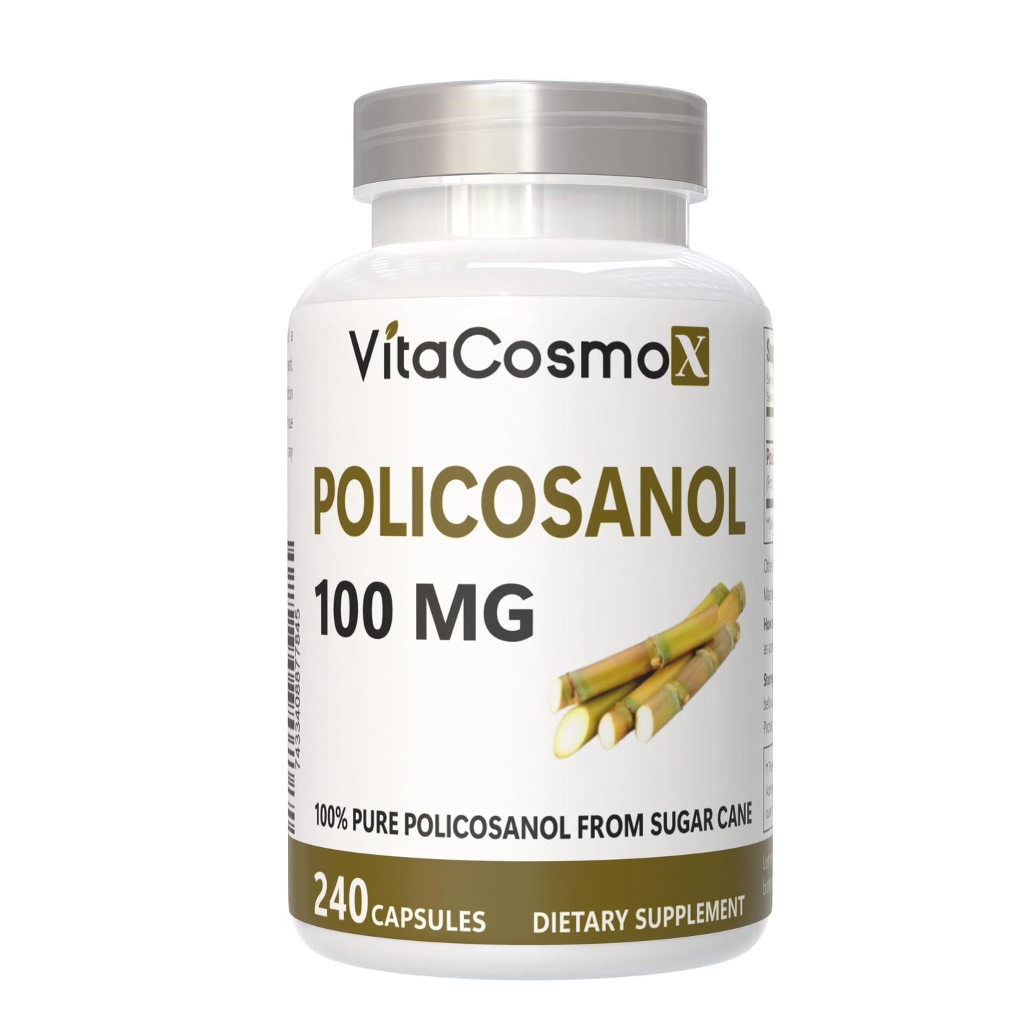 VitaCosmoX Policosanol Sugar Cane Extract 100mg Capsules 480 Count
