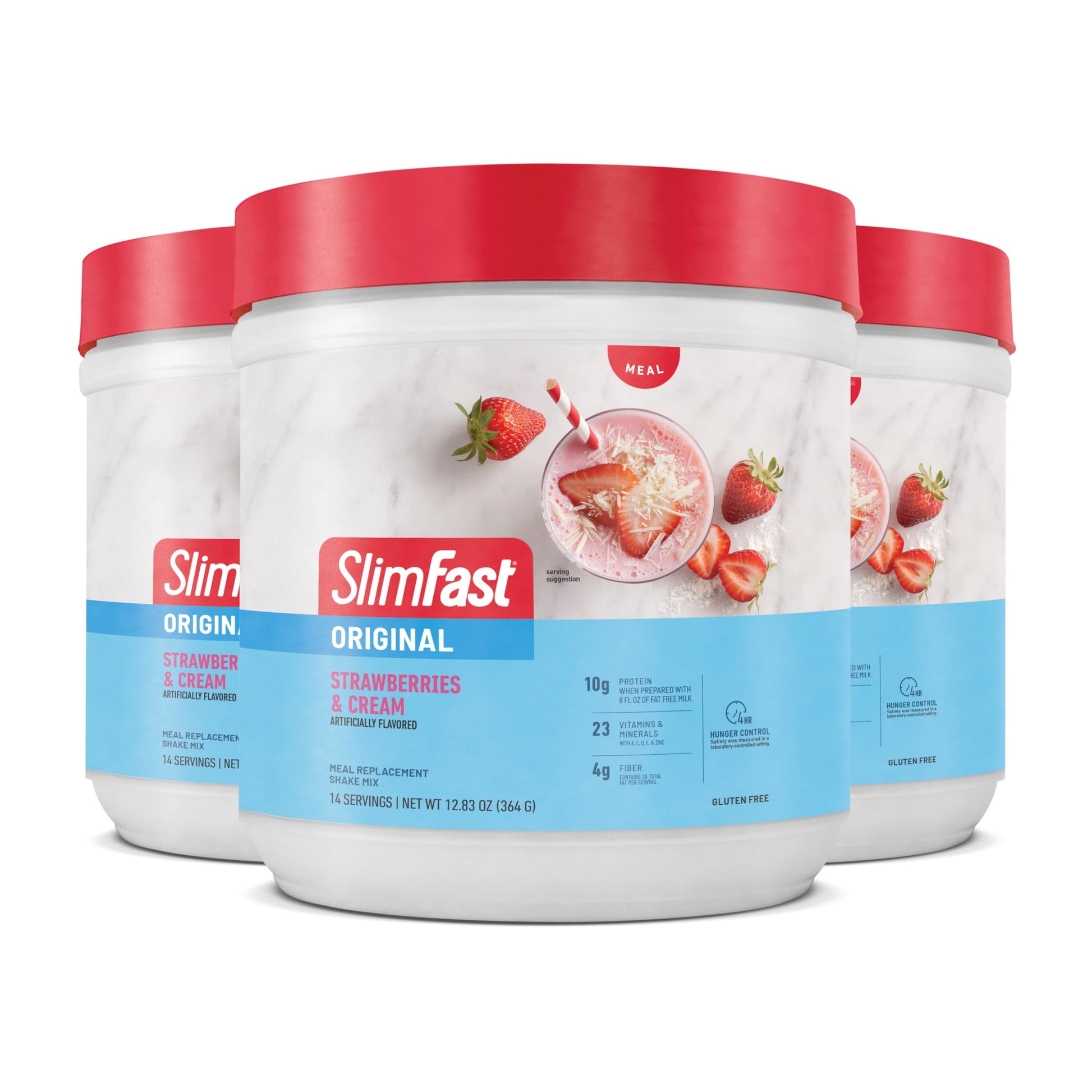 SlimFast Meal Replacement Powder Original Strawberries & Cream, 14 Servings, Pack of 3