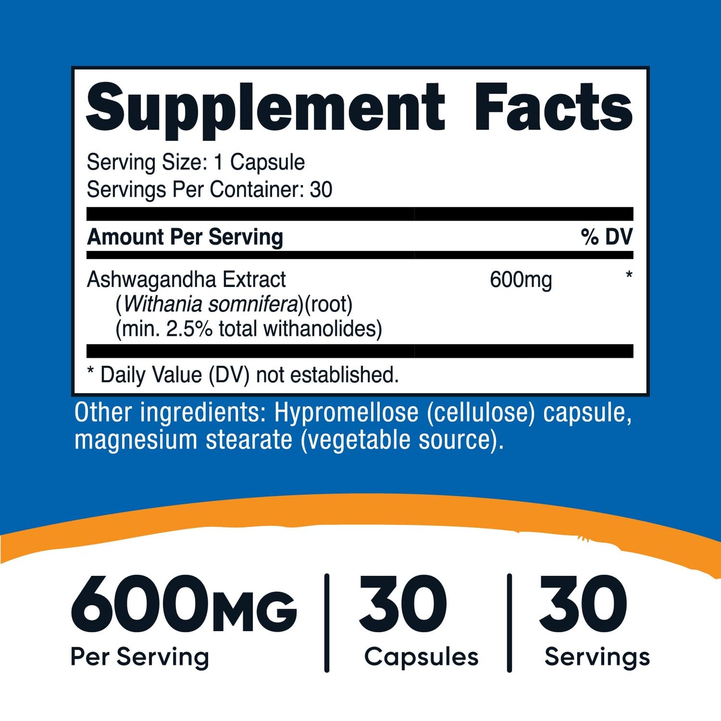 Nutricost Ashwagandha Root Extract 600mg Capsules, 30 Count