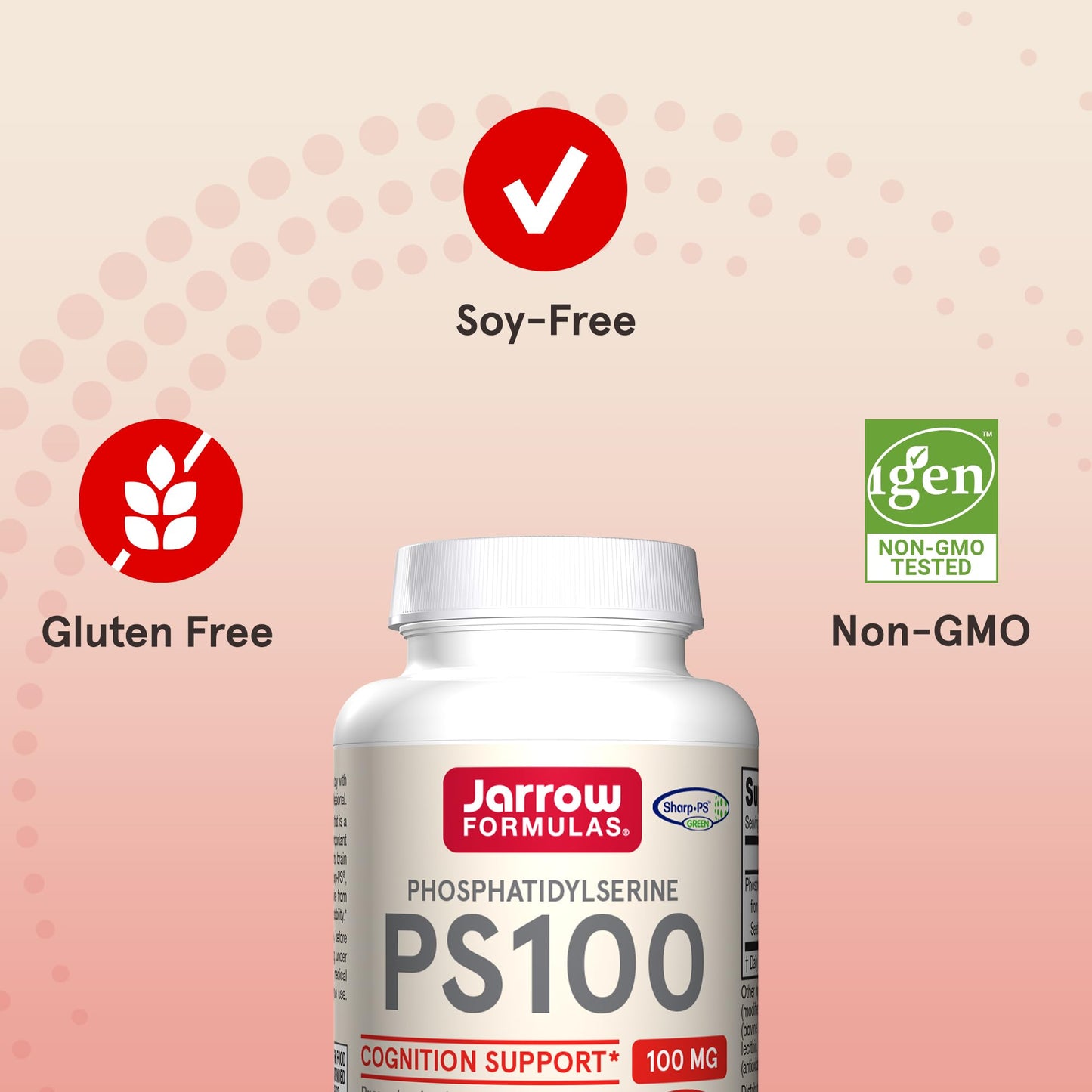 Jarrow Formulas PS100 Phosphatidylserine 100 mg Dietary Supplement for Brain Health and Cognition Support Softgels 720