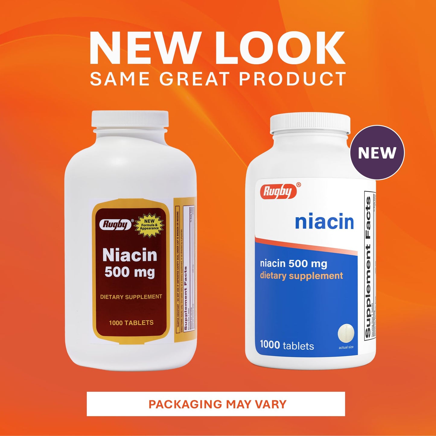 Rugby Laboratories Niacin 500mg Vitamin B3 Supplement Tablet 2000 Tablets