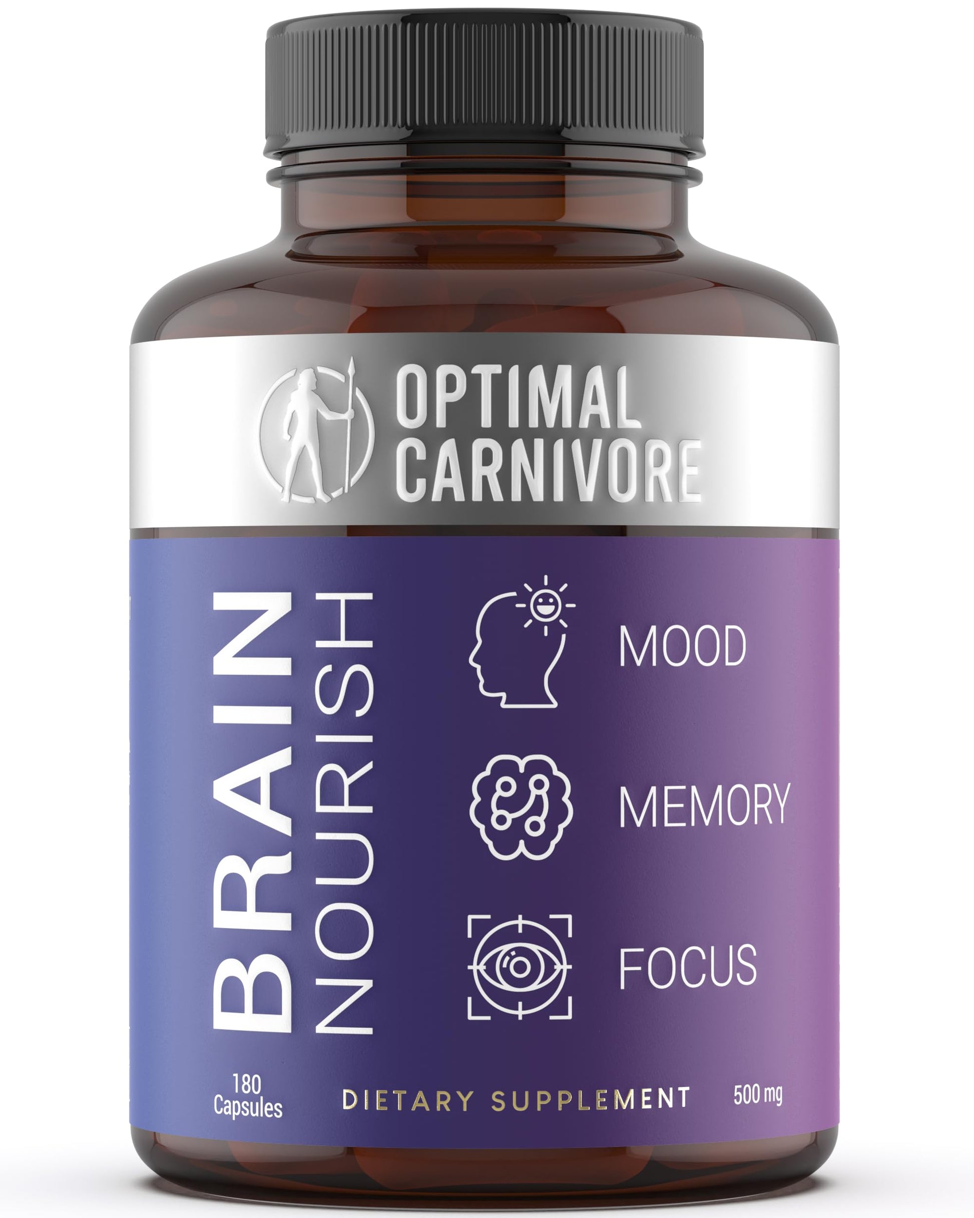 Optimal Carnivore Lions Mane Mushroom & Beef Brain Nootropic Capsule, 180 Count