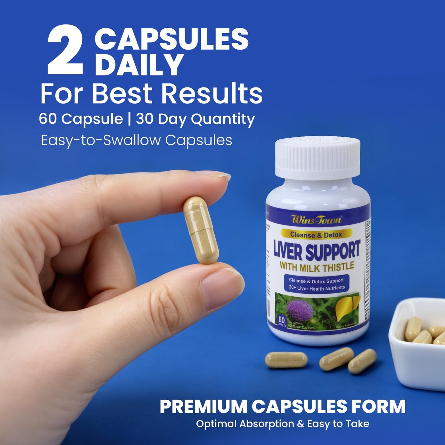 Wins Town Milk Thistle Capsules 60 Count