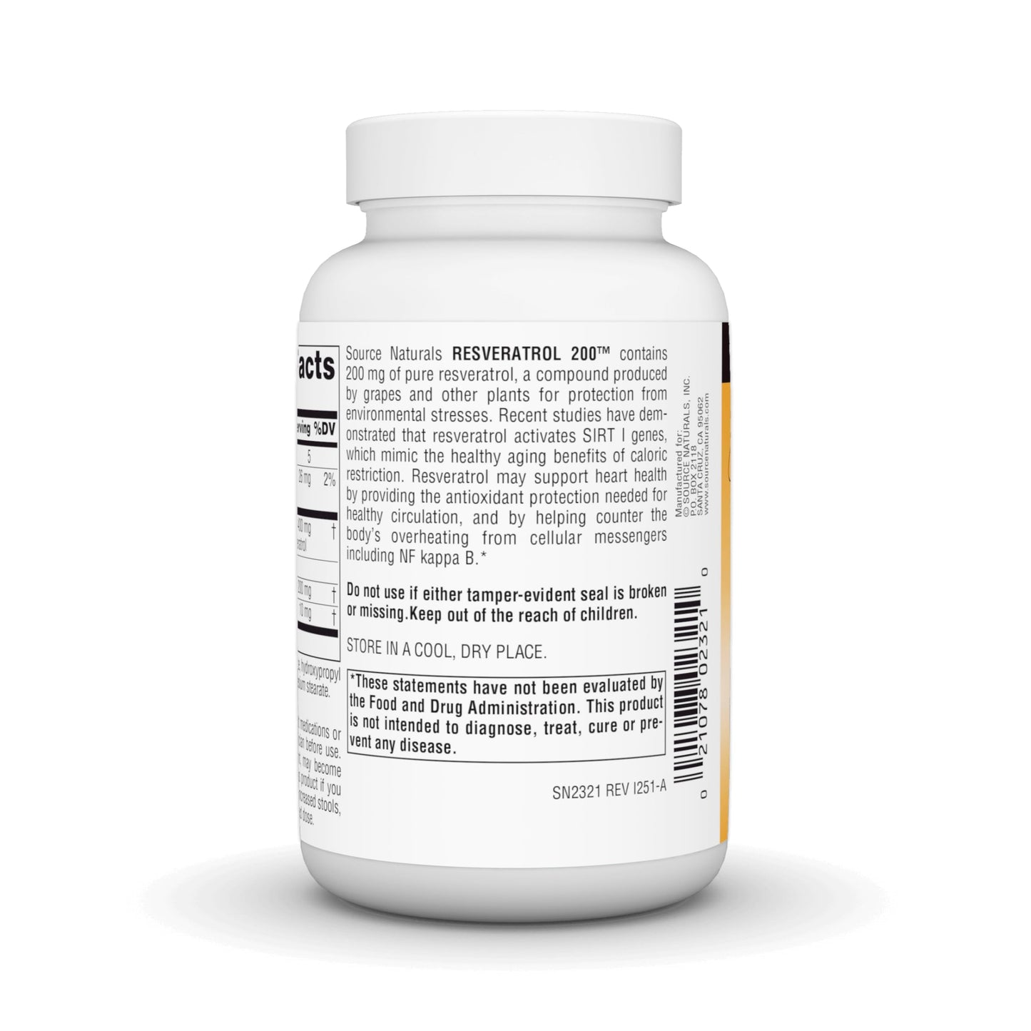 Source Naturals Resveratrol 200 mg Capsule, 120 Count