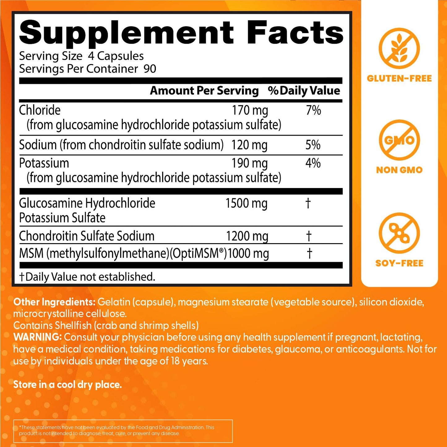 Doctor's Best Glucosamine Chondroitin MSM with OptiMSM, Joint Support Supplement, 360 Capsules