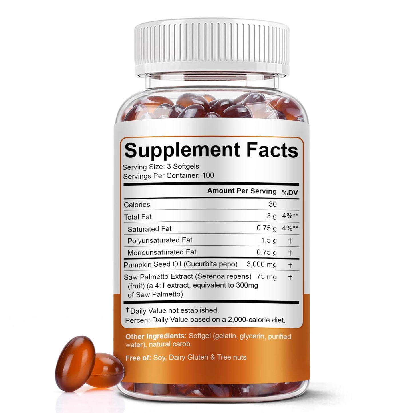 BEWORD Pumpkin Seed Oil with Saw Palmetto Softgel, 300 Softgels