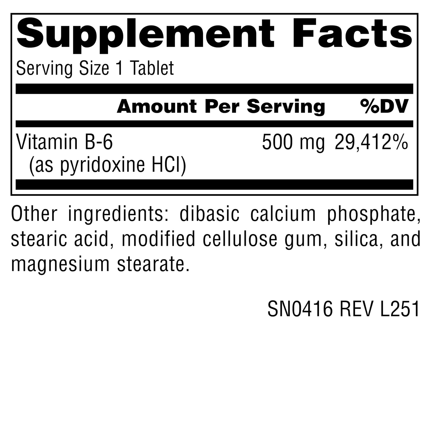 Source Naturals Vitamin B-6-500 mg Tablet, 100 Tablets