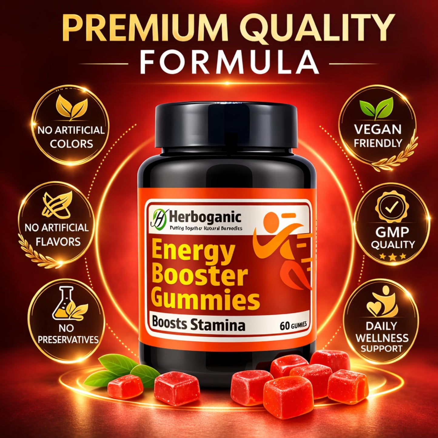 HERBOGANIC Energy Booster Gummies 60 Gummies