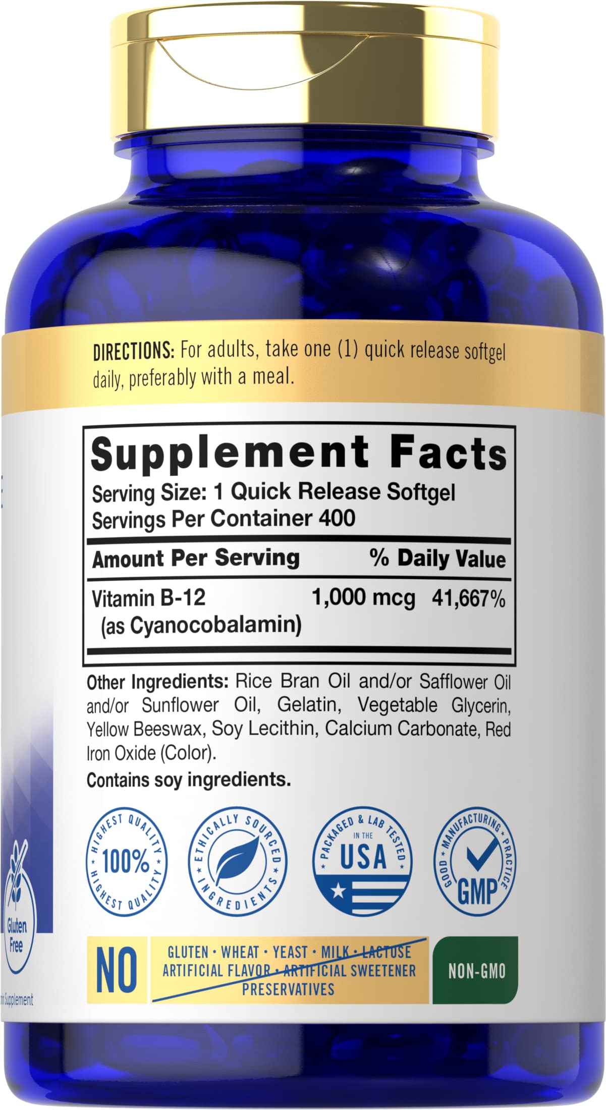 Carlyle Vitamin B12 1000 mcg Absorbable, 400 Softgels