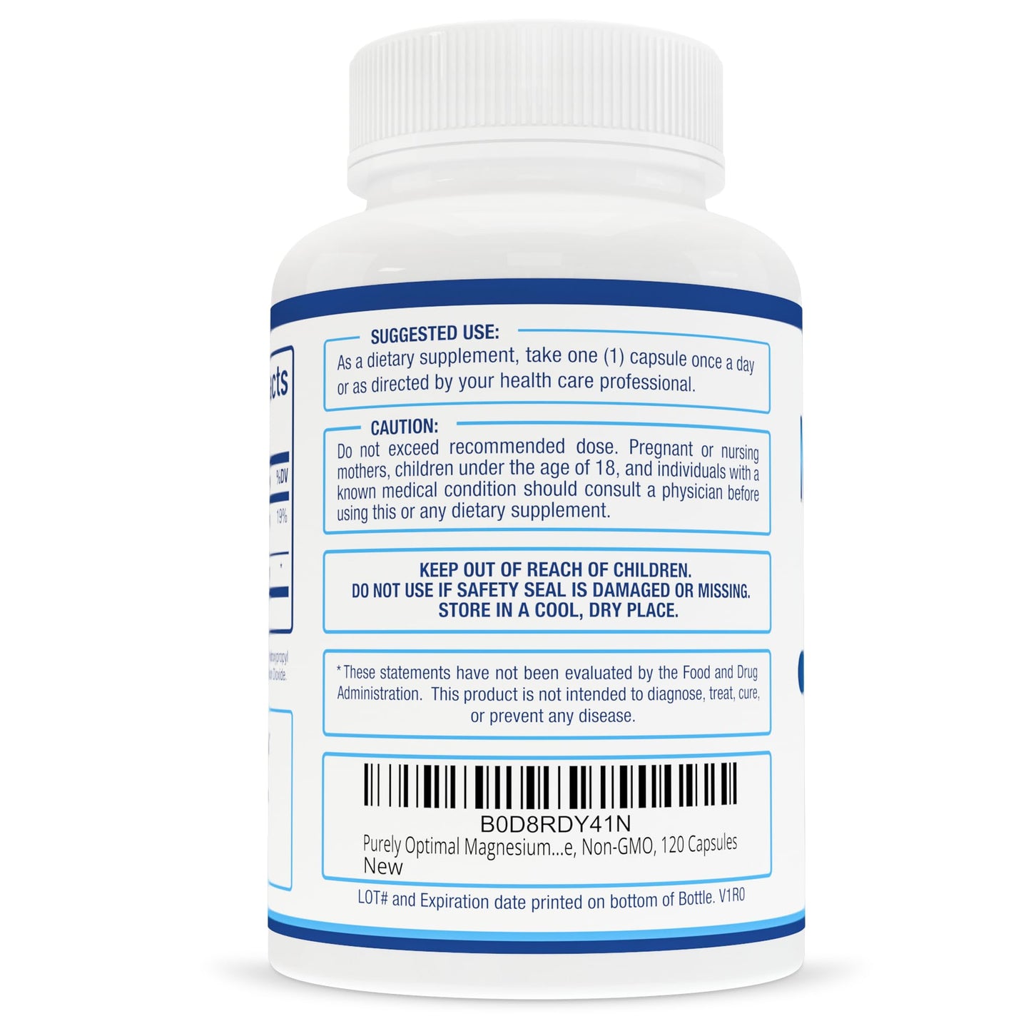Purely Optimal Magnesium Citrate 500mg Capsules, 120 Count