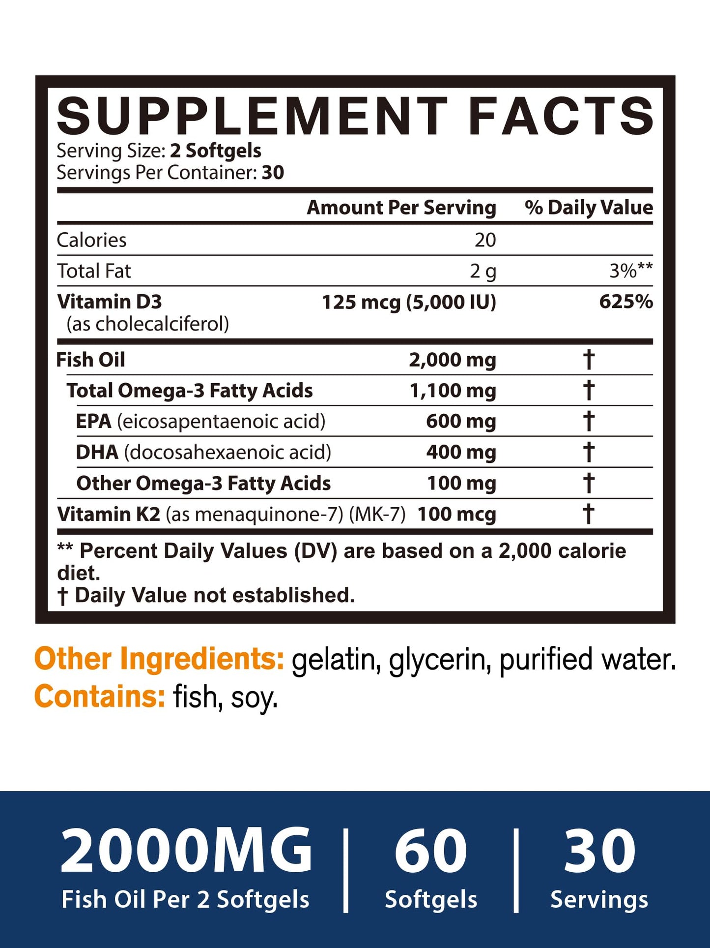 Vitacook Omega-3 Fish Oil Softgels 60 Count
