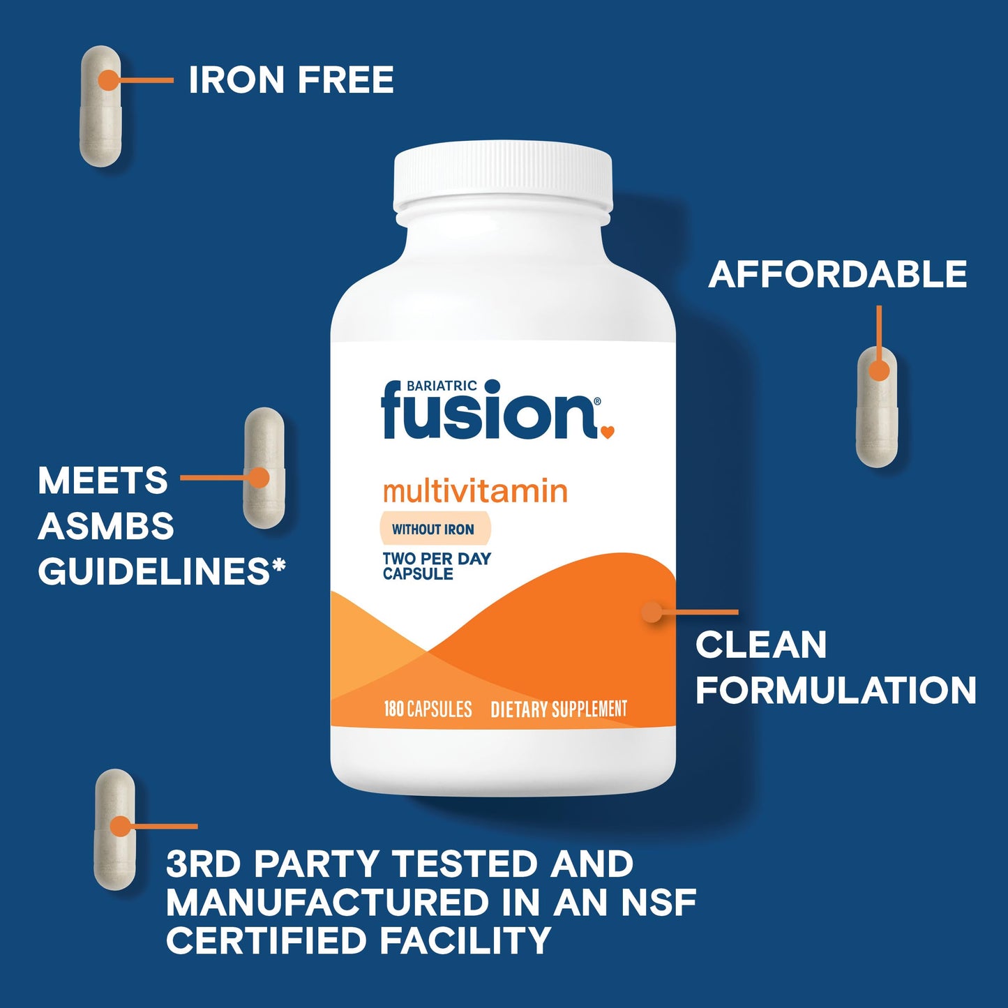 Bariatric Fusion Bariatric Multivitamin Without Iron 180 Capsules