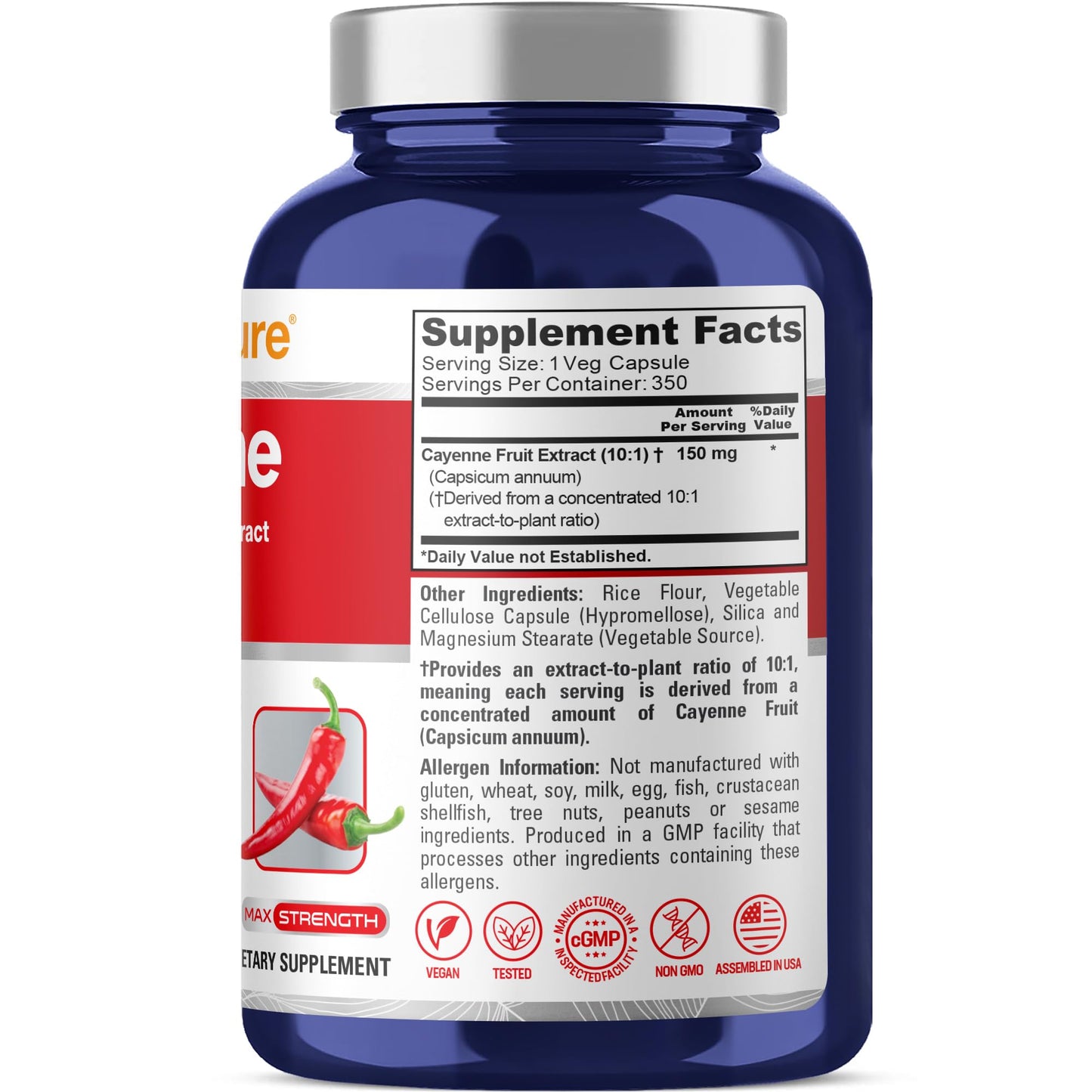 NusaPure Cayenne Pepper Capsules 350