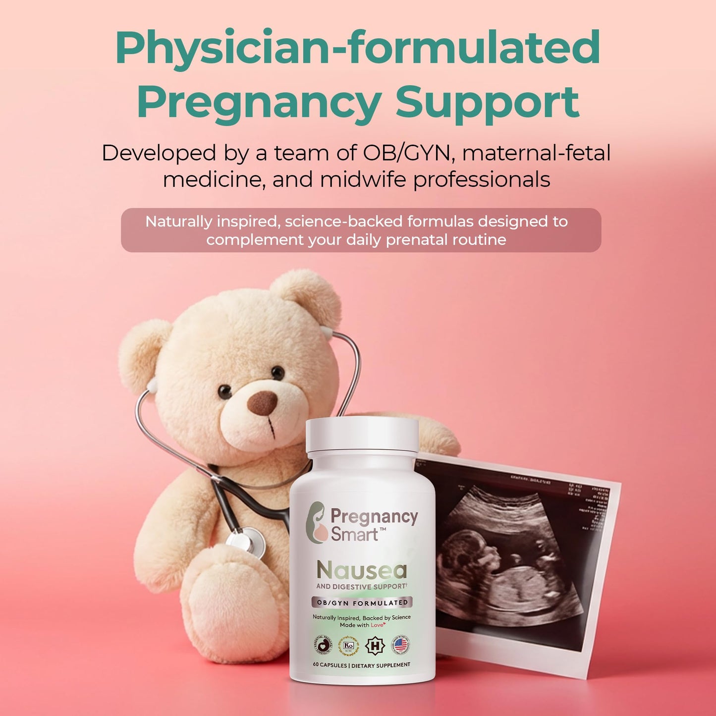 Pregnancy Smart Ginger, Vitamin B6 & Electrolytes Capsules 60 Count