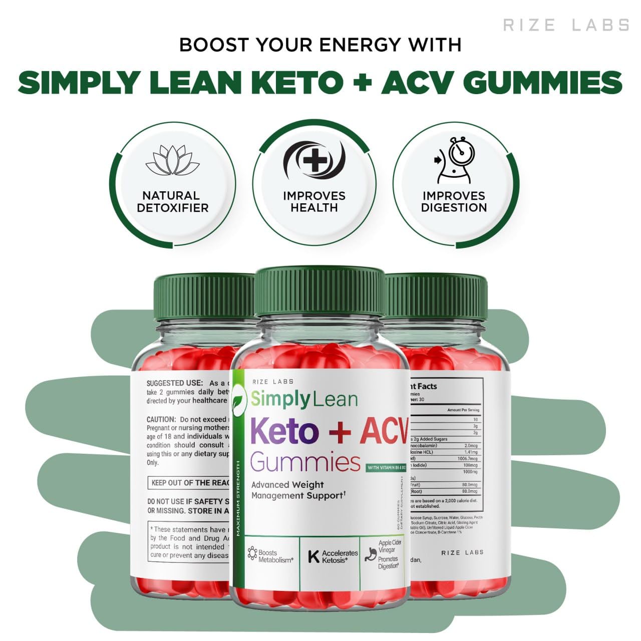 rize labs SimplyLean Keto + ACV Gummies for Advanced Weight Loss 120 Gummies