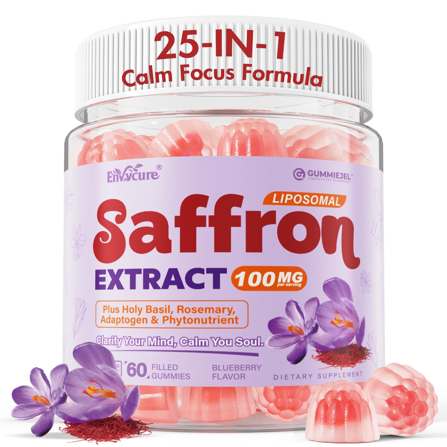 EnvyCure Saffron Gummies with Magnesium Glycinate, 60 Gummies