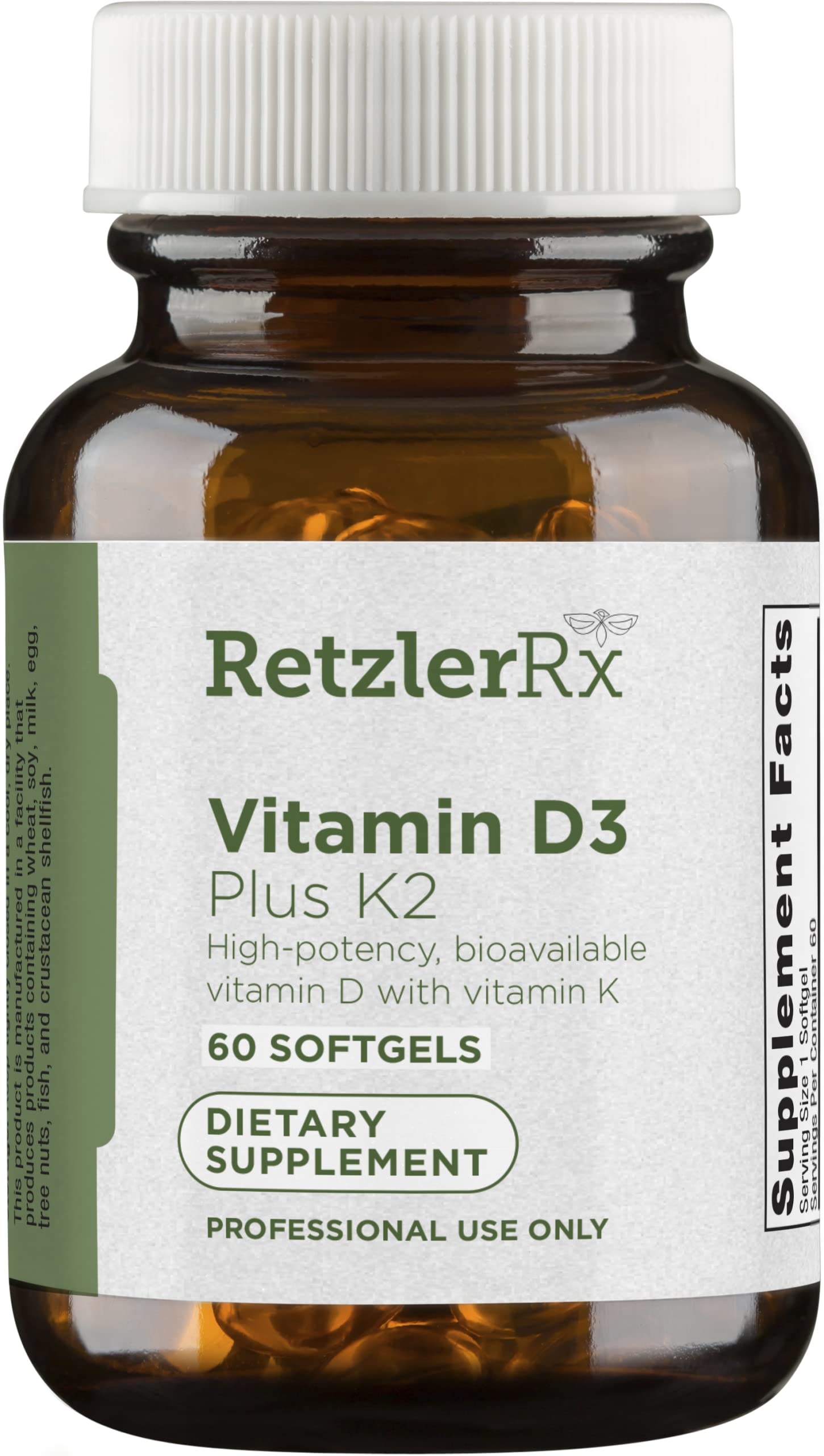 HormoneSynergy Vitamin D3 5000 Plus K2 Softgel, 60 Count
