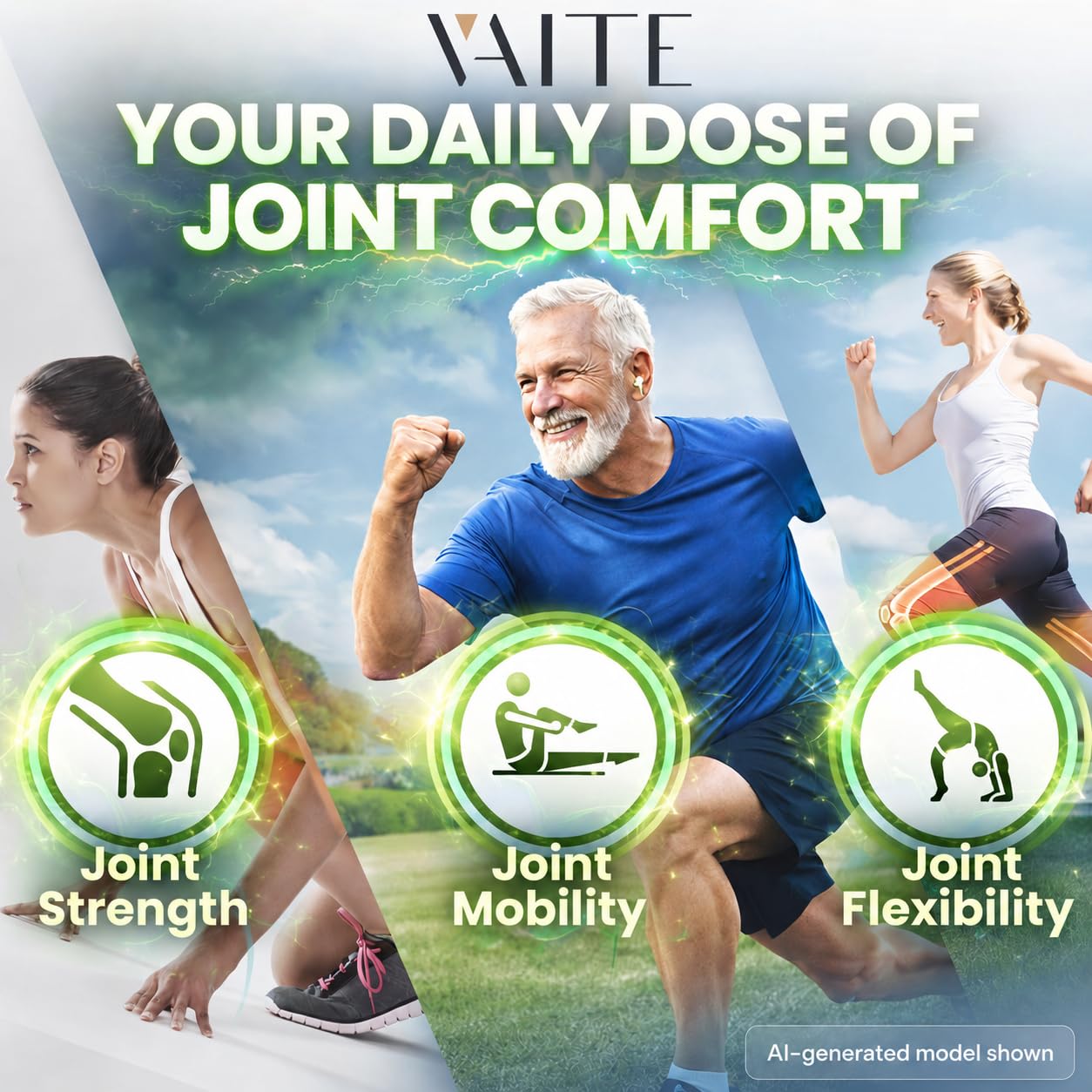 VAITE MSM Gummies 2000mg - Joint Support, Hair, Skin & Nails, Sulfur Supplement - Vegan, Non-GMO, Gluten-Free - 60 Gummies