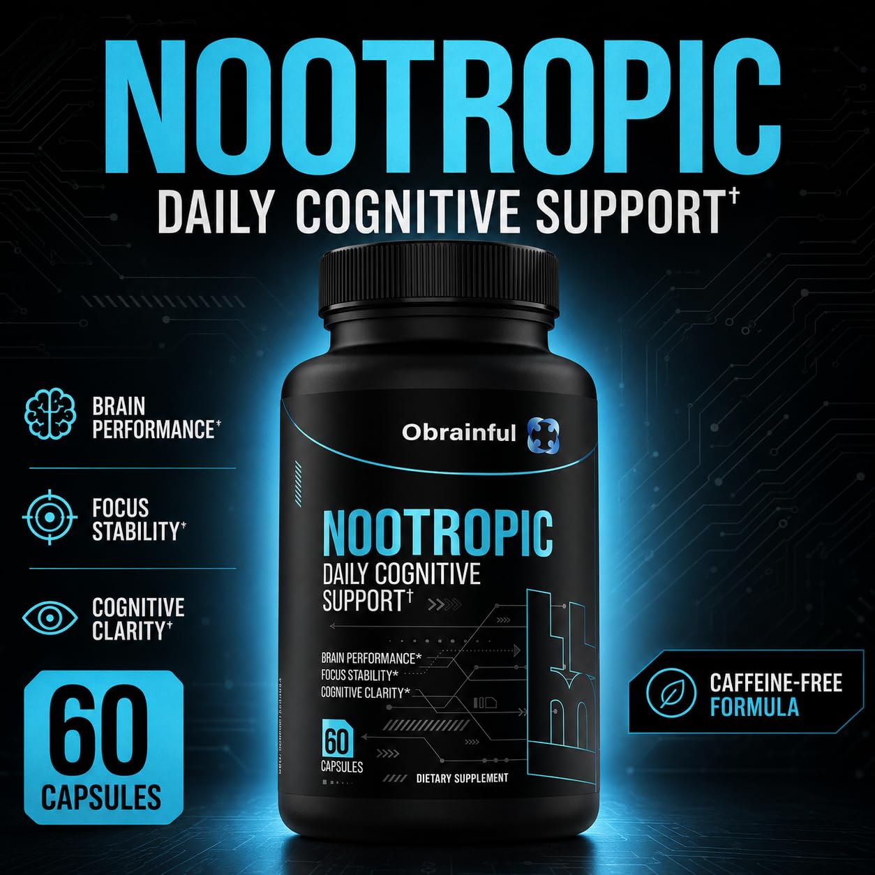 Obrainful Nootropic Brain Support Supplement Capsule 60 Count
