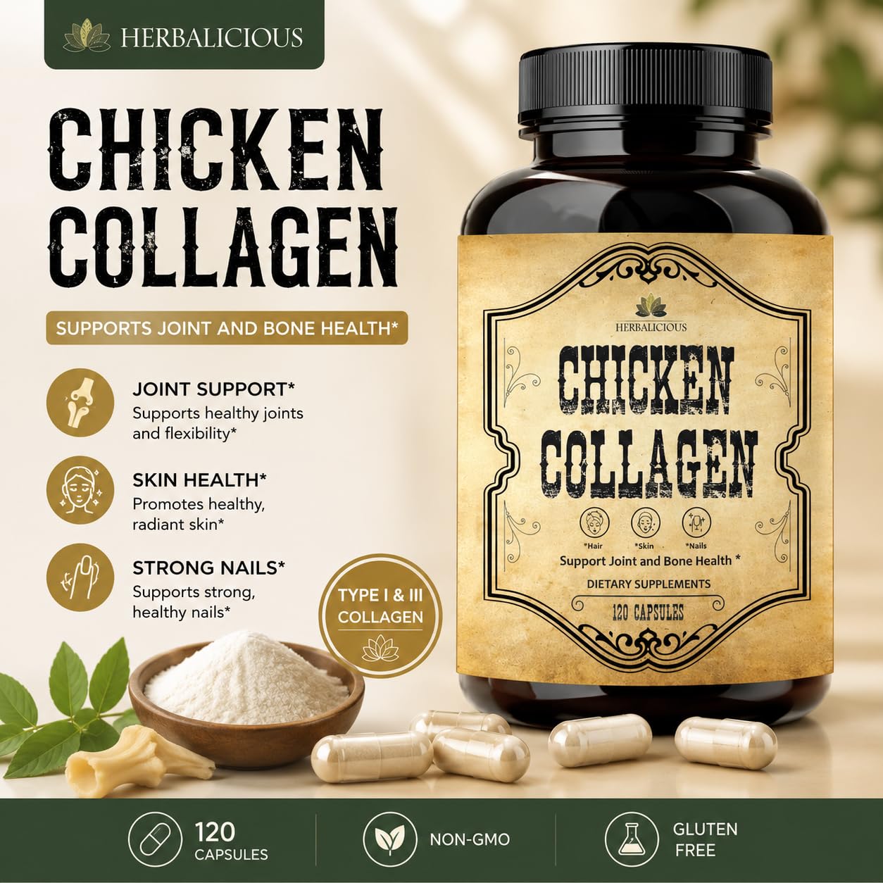 HERBALICIOUS Chicken Collagen 120 Capsules