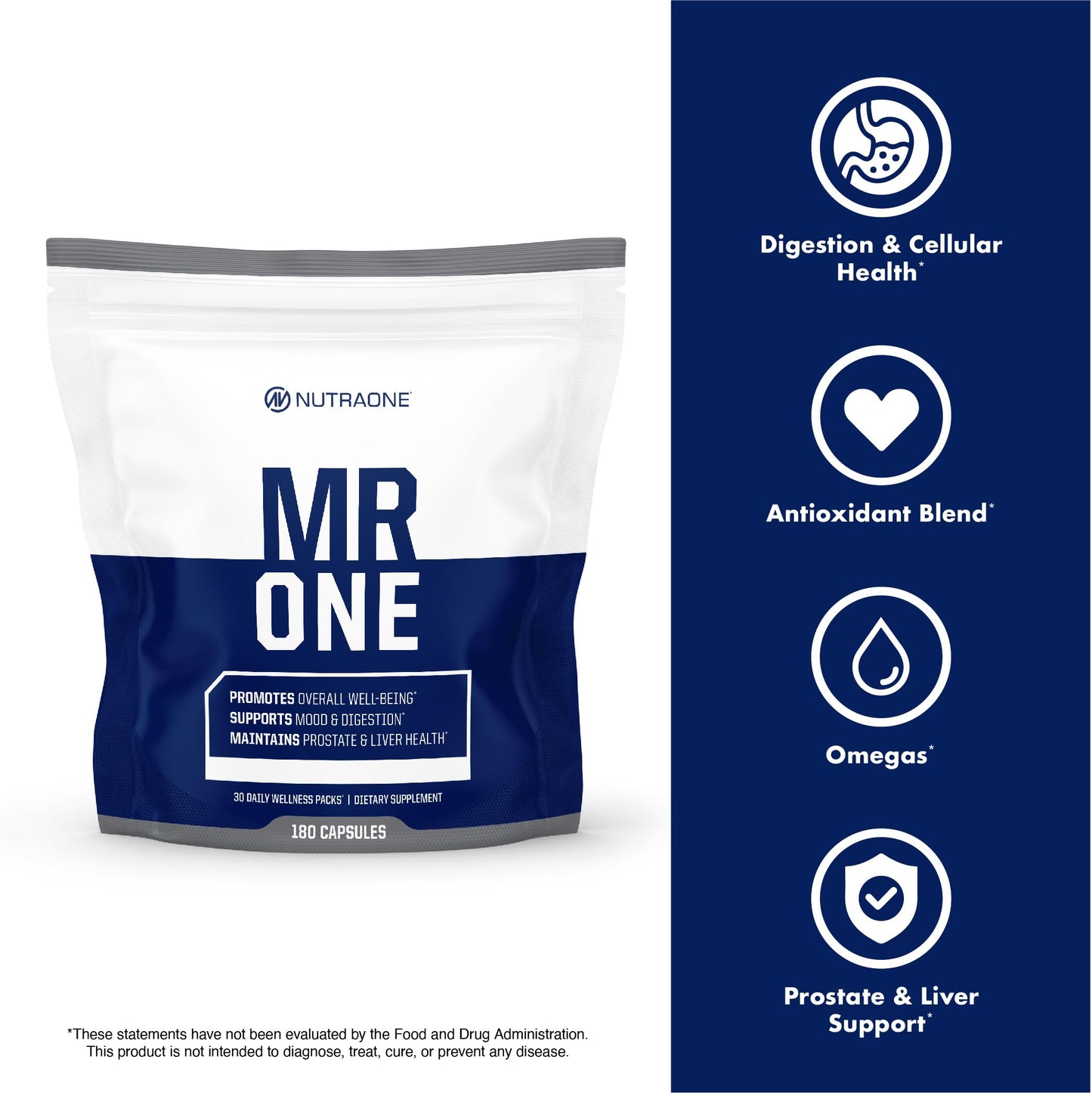 NutraOne MrOne Daily Vitamin Packs for Men Powder 180 Count