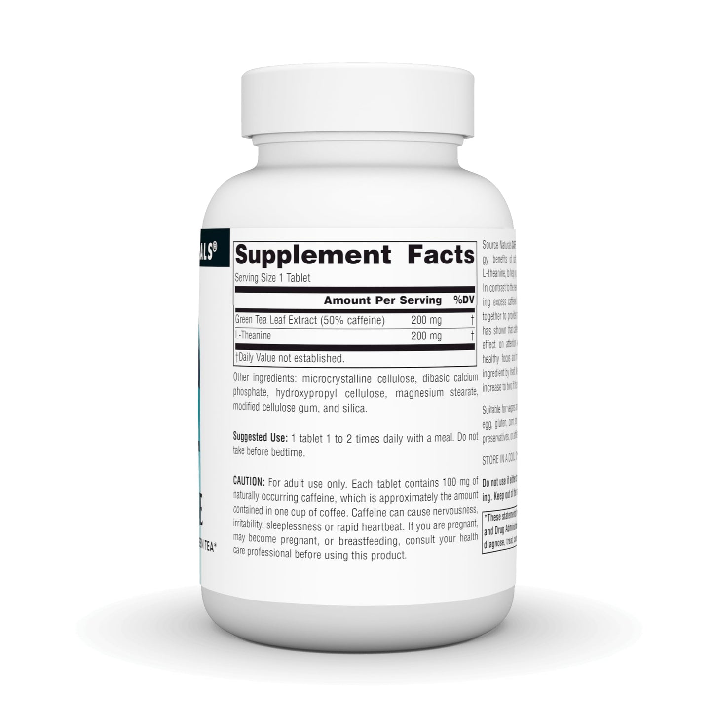 Source Naturals Caffeine + L-Theanine, Energy and Focus Support from Green Tea Tablets 120