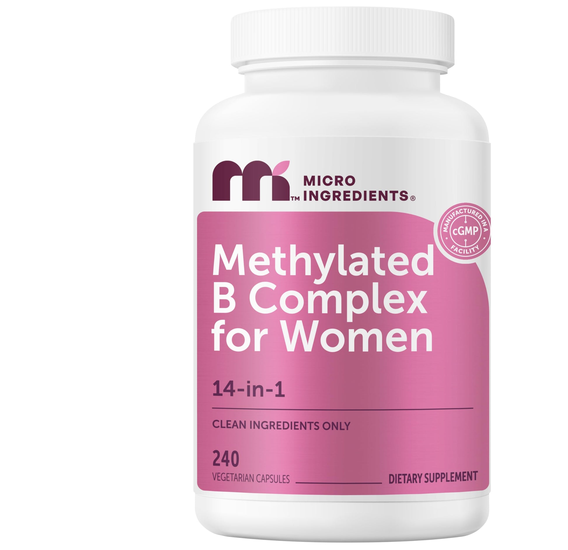 Micro Ingredients Methylated B Complex for Women Capsules 240 Count