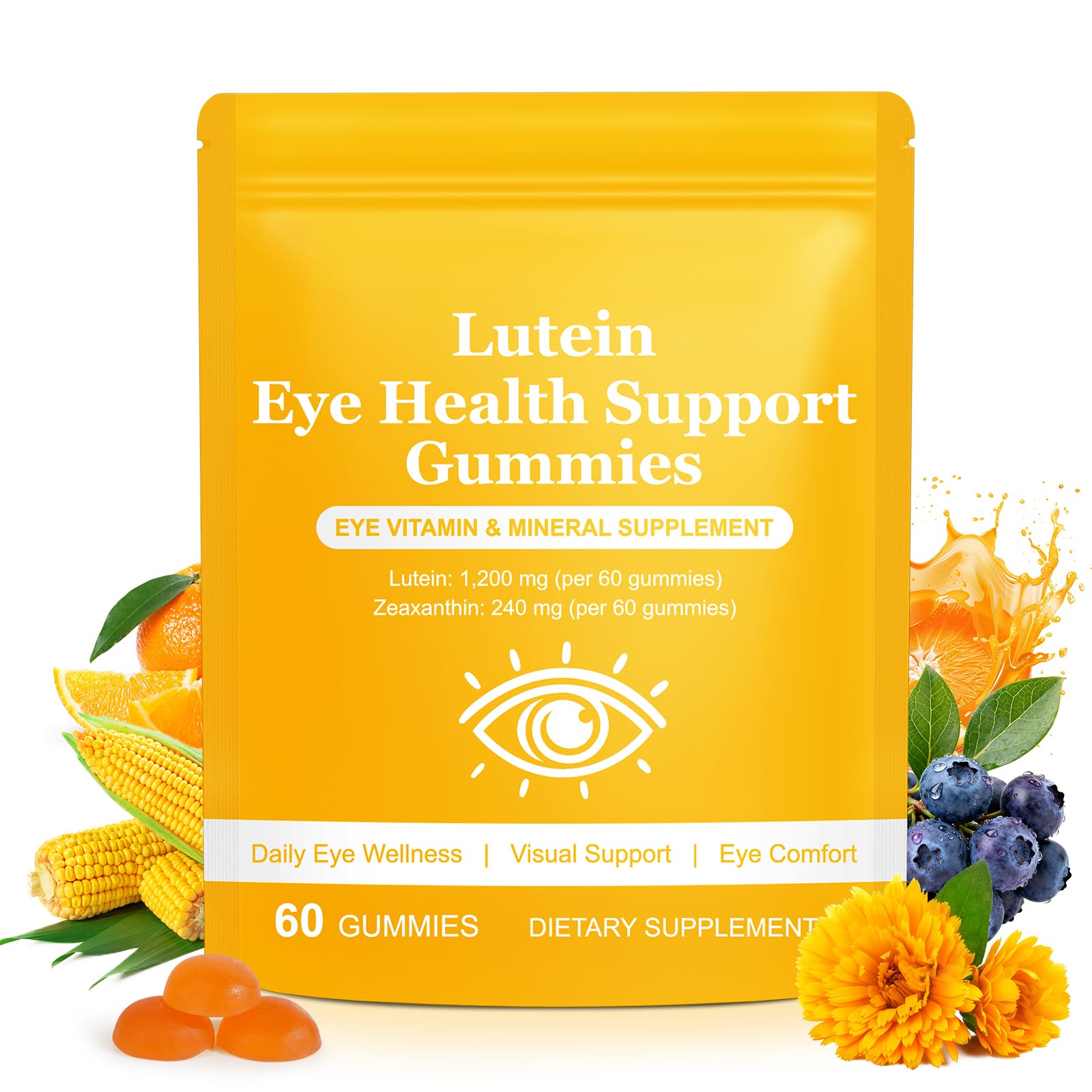 RTEWXLP Lutein and Zeaxanthin Supplements Gummy, 60 Count