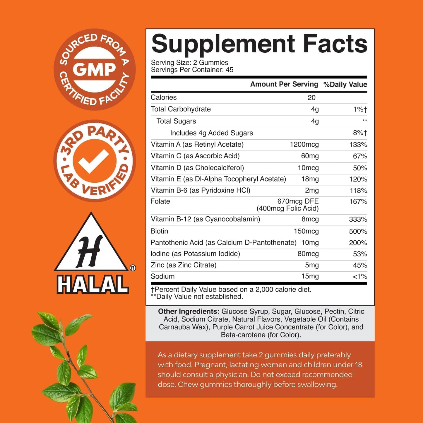 Natures Craft Multivitamin Gummies with Iron, 45mg per Serving