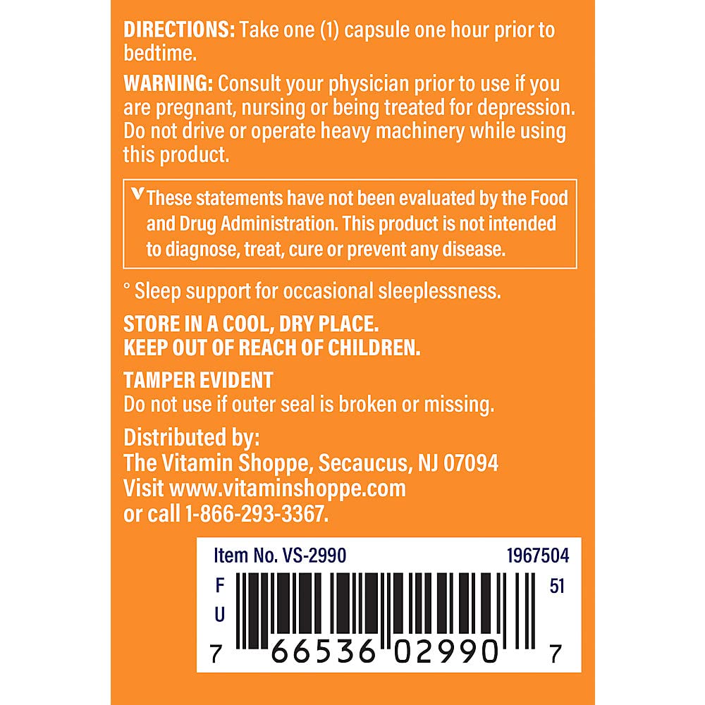 The Vitamin Shoppe Snooze-in with Melatonin Capsule, 120 Capsules