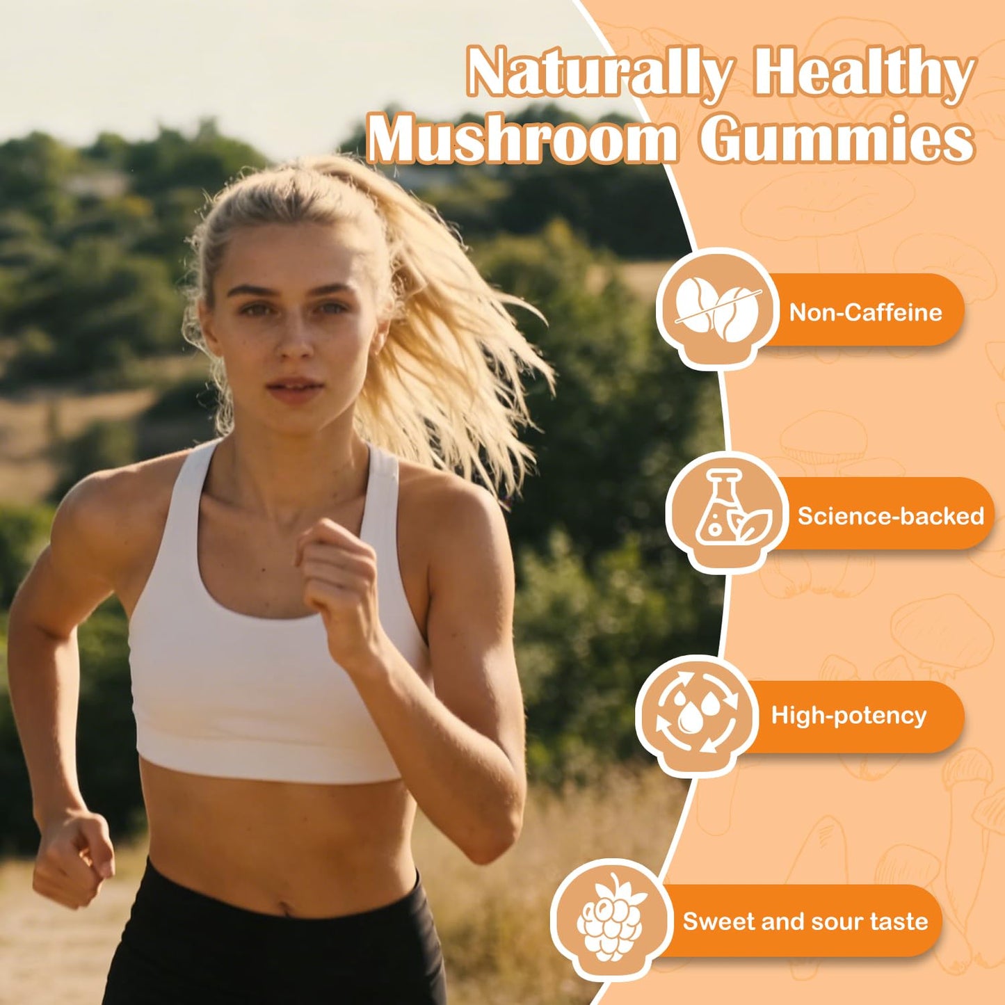 GUSUPY Lions Mane Mushroom Supplement Gummies, 60 Gummies
