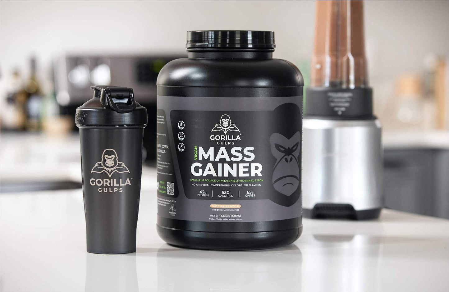 Gorilla Gulps Mocha Vegan Mass Gainer Powder 83.04 oz
