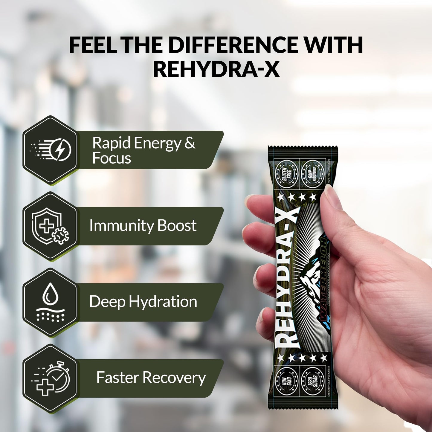 Ironpeak Nutrition Rehydra-X Powder Watermelon Electrolyte Hydration, Coconut Water & Bounce-Back After Late Nights, 30 Pack