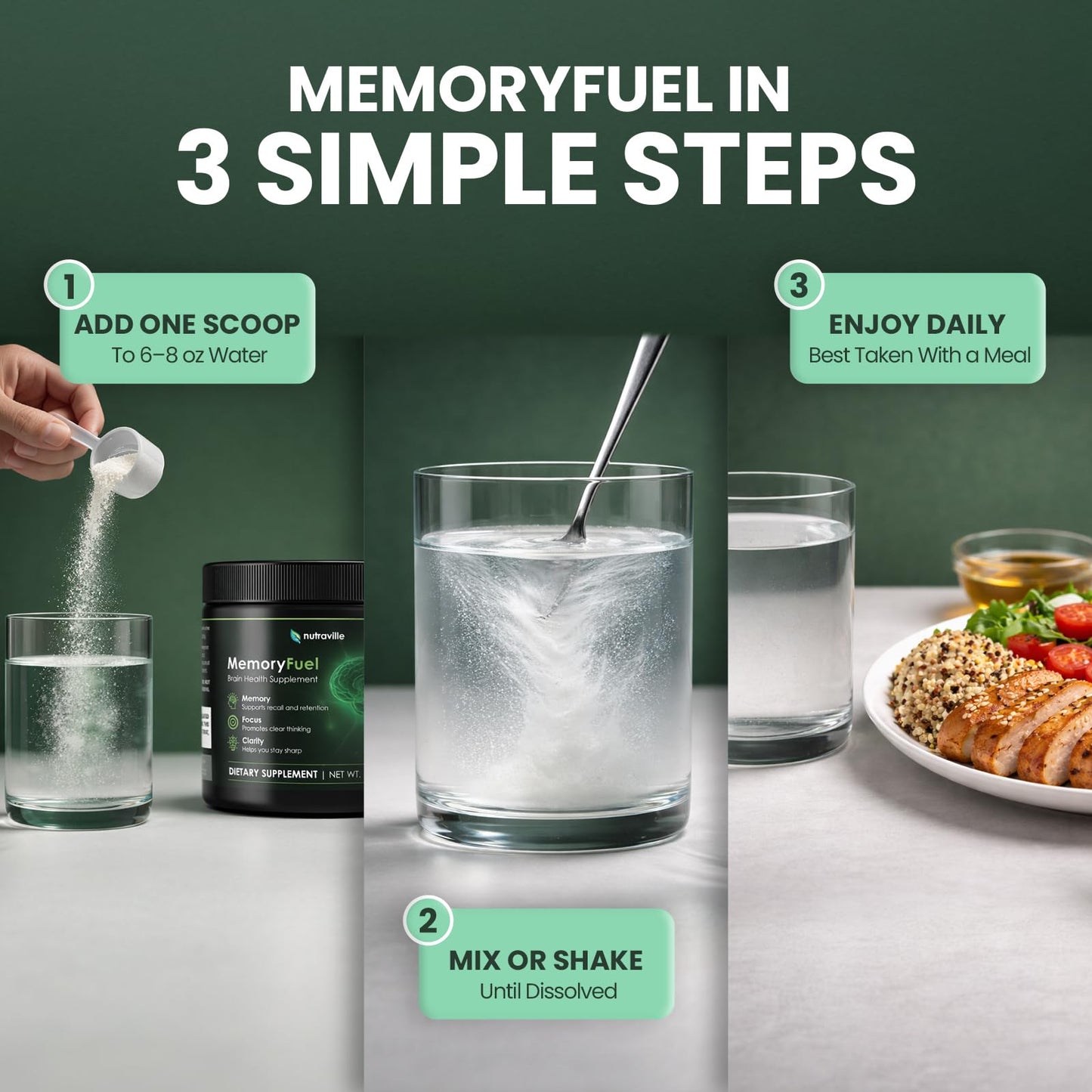 Nutraville Memory Fuel Creatine Monohydrate Powder 7.9 oz
