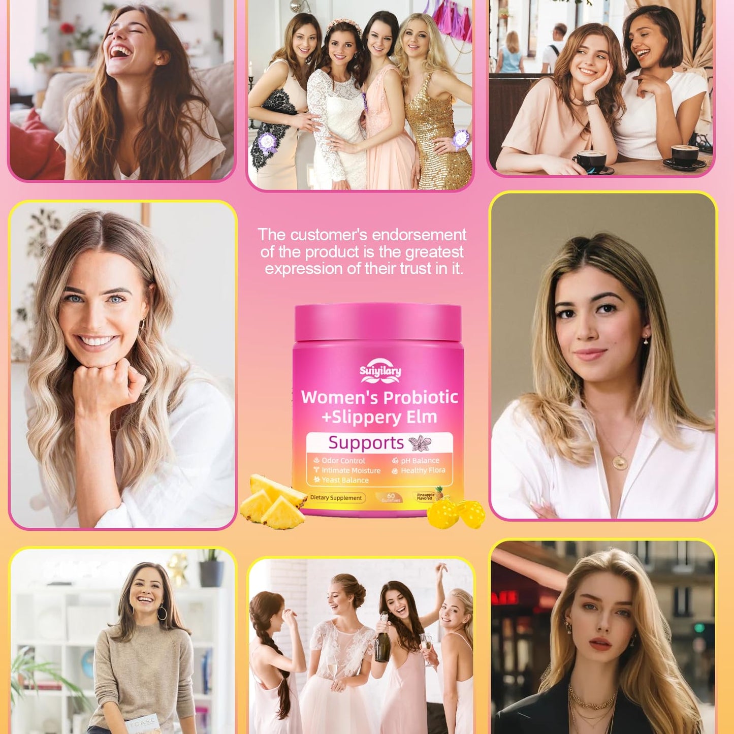 Suiyilary Feminine Probiotics Gummies for Women Powder 60 Gummies