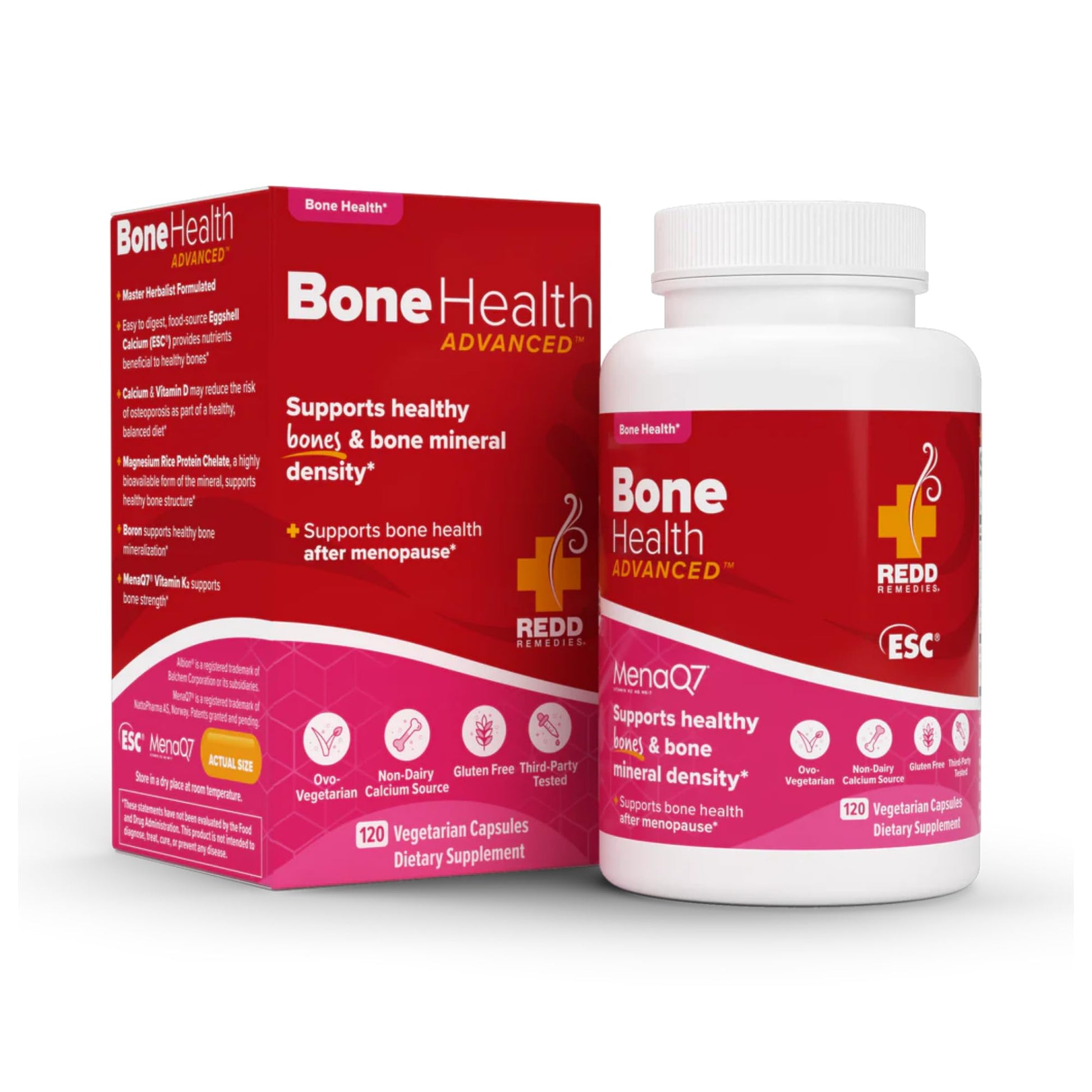 Redd Remedies Bone Health Advanced Vitamin D3 and Calcium for Strong Bone Support Capsules, 120 Count