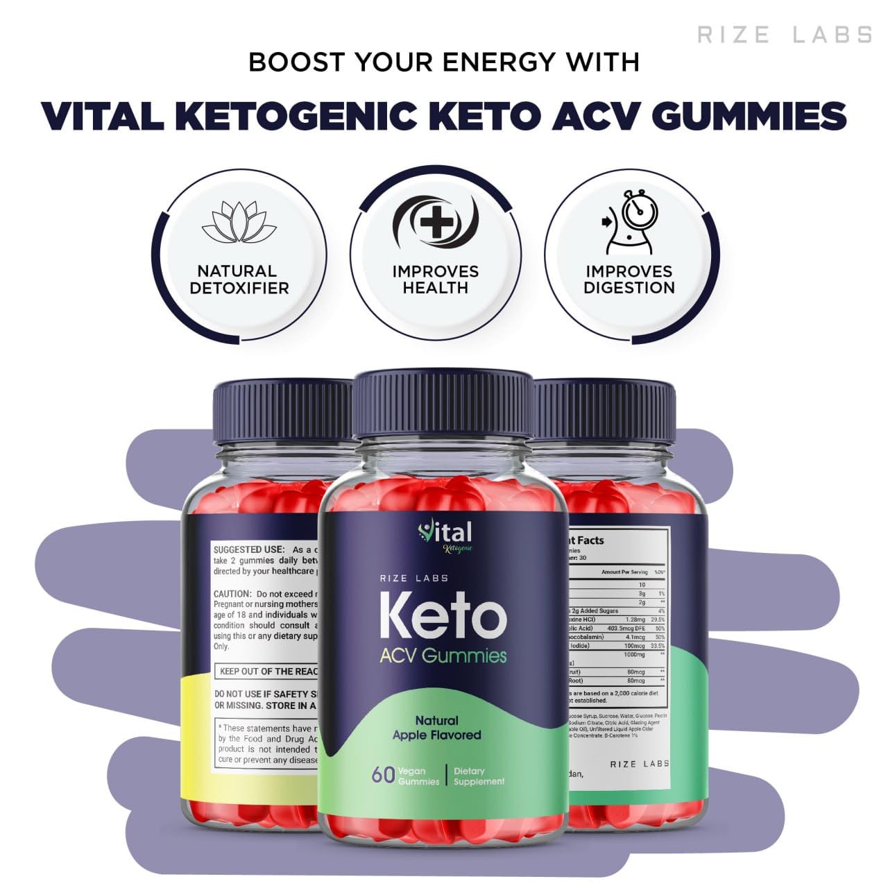 rize labs Vital Ketogenic Keto Gummies for Advanced Weight Loss - Slimming Belly Fat Diet Gummy, 300 Gummies