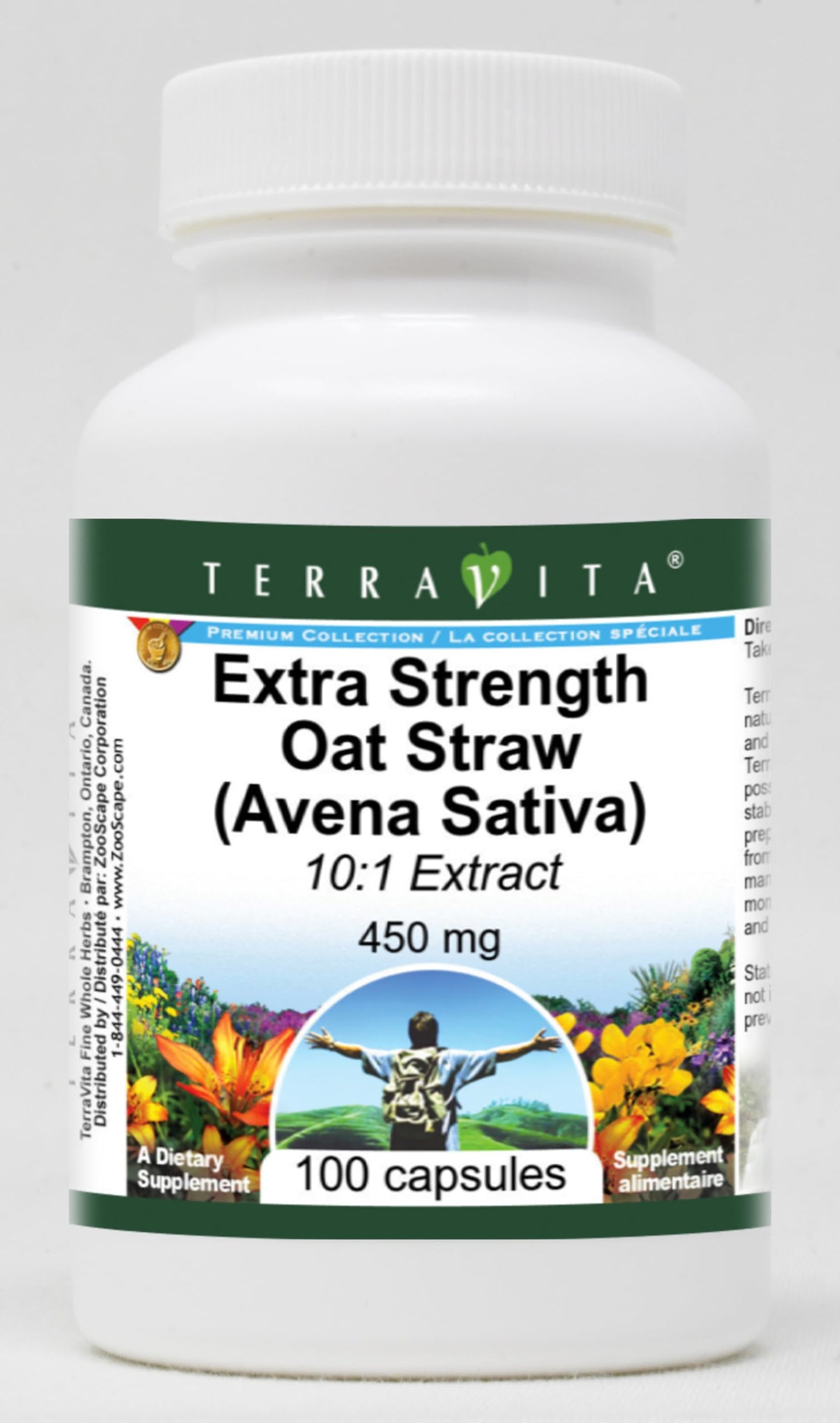 Terravita Extra Strength Oat Straw (Avena Sativa) 10:1 Extract 450 mg Capsule, 100 Count