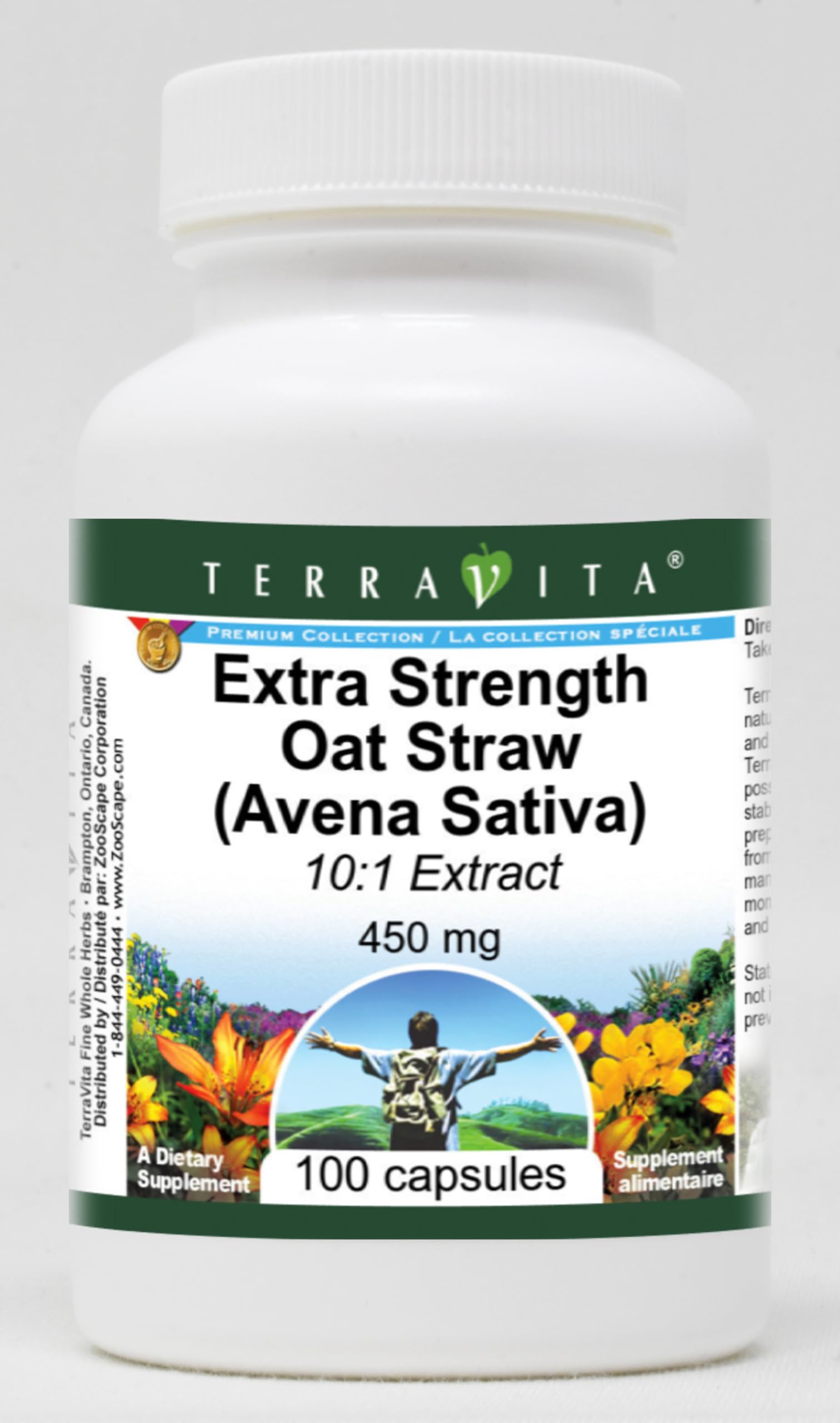 Terravita Oat Straw (Avena Sativa) 10:1 Extract - 450 mg Capsules, 100 Count