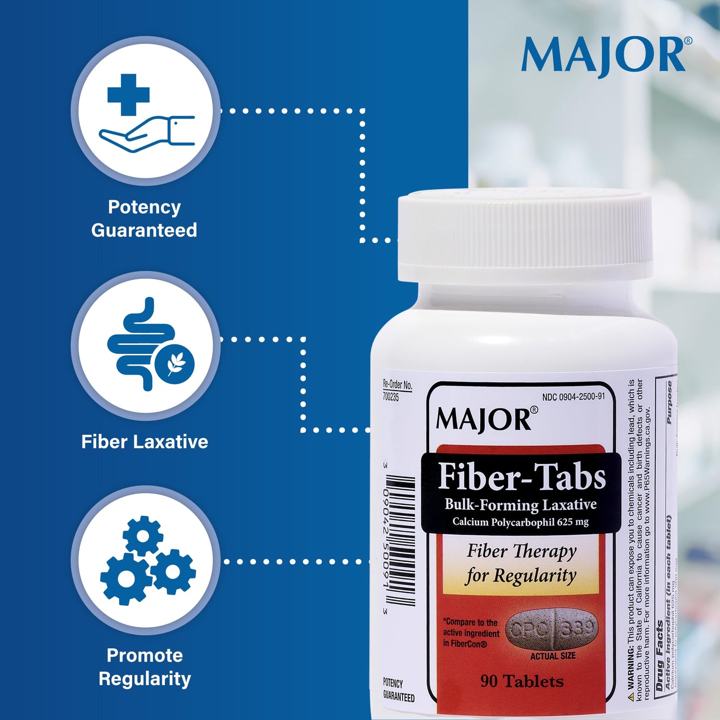 MAJOR Fiber-Tabs 625 Mg Tablets 180 Count