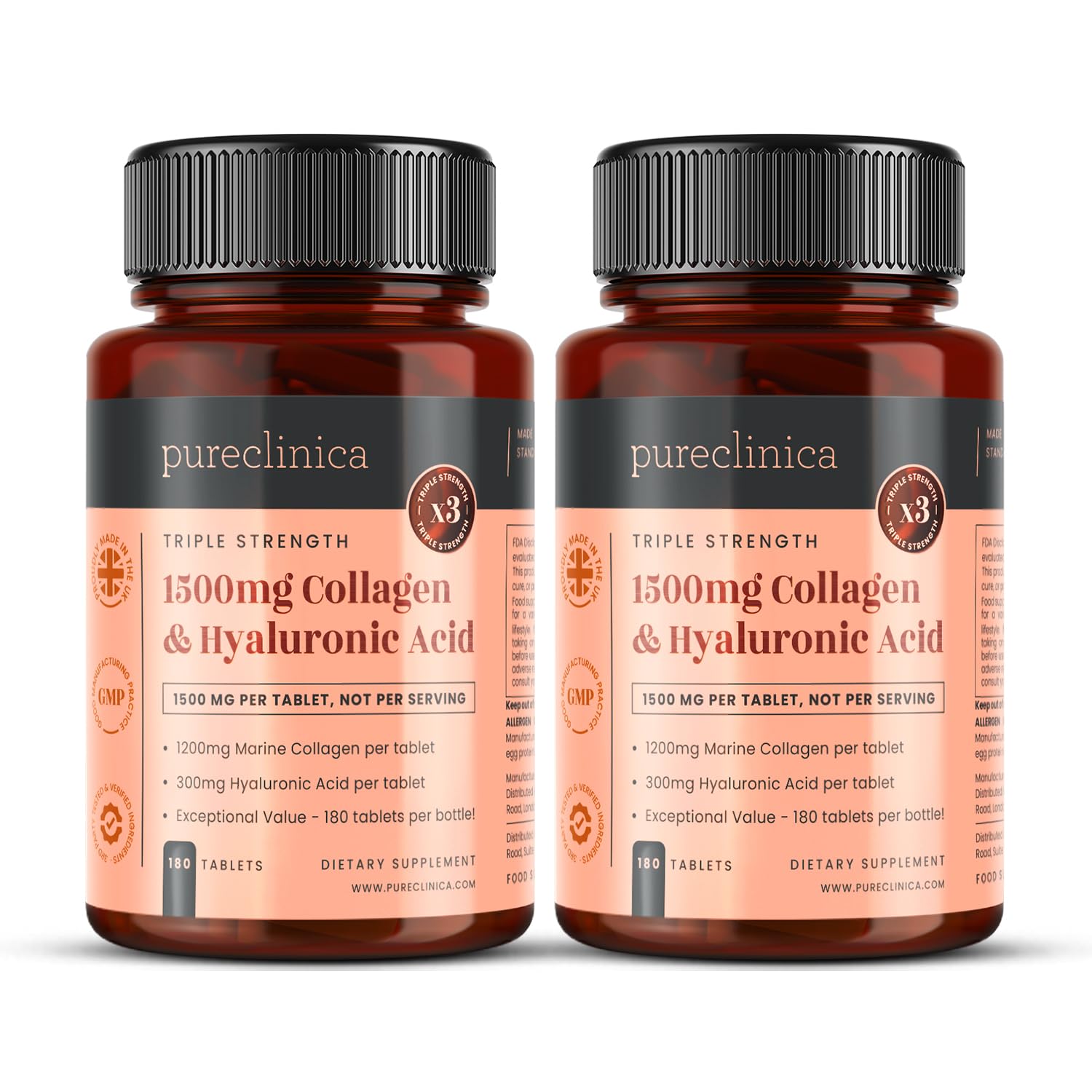pureclinica UltraColl Collagen & Hyaluronic Acid 1500mg 360 Tablets
