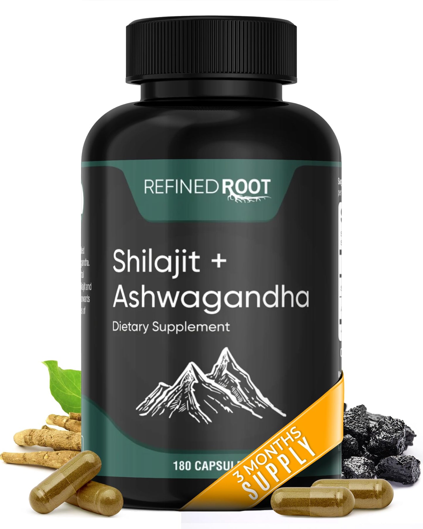Blast Supplements Shilajit for Men 1000mg & Ashwagandha 500mg Capsules, 180 Count