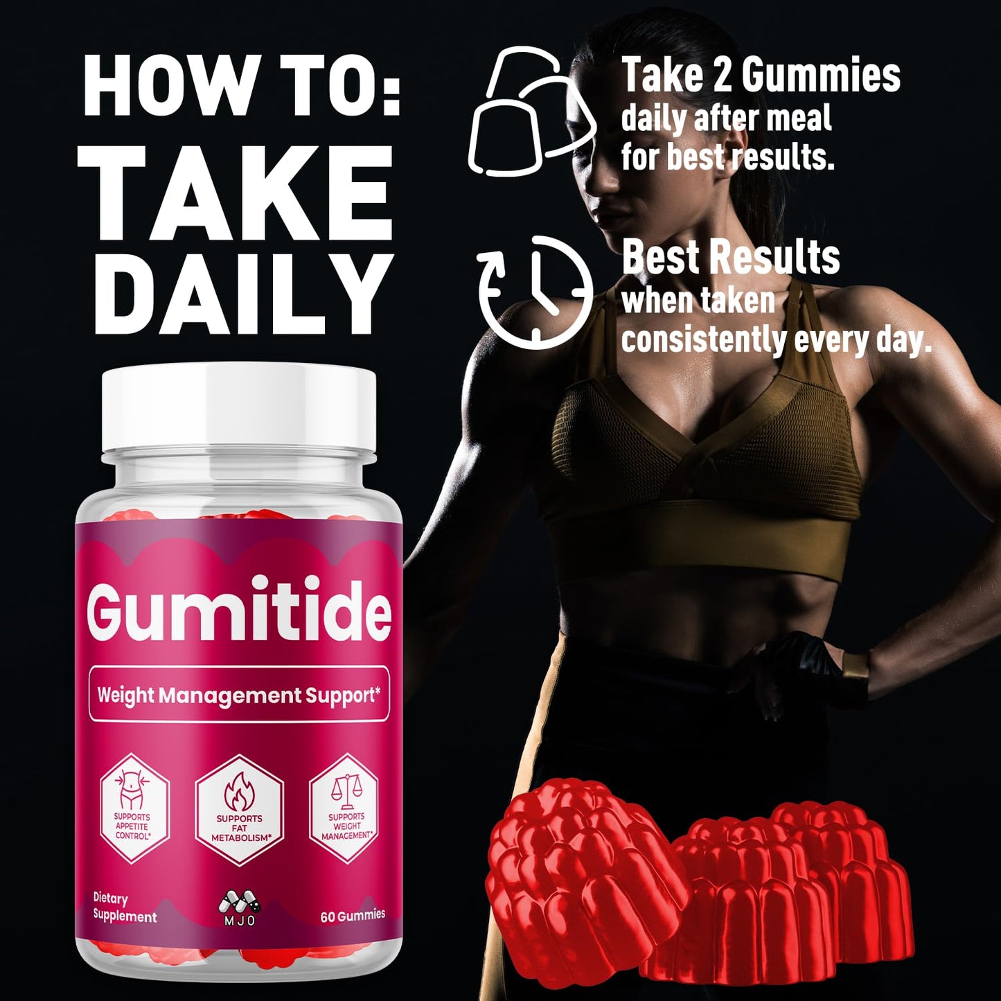 MJO Gumitide Weight Management Gummies with Apple Cider Vinegar, 180 Gummies