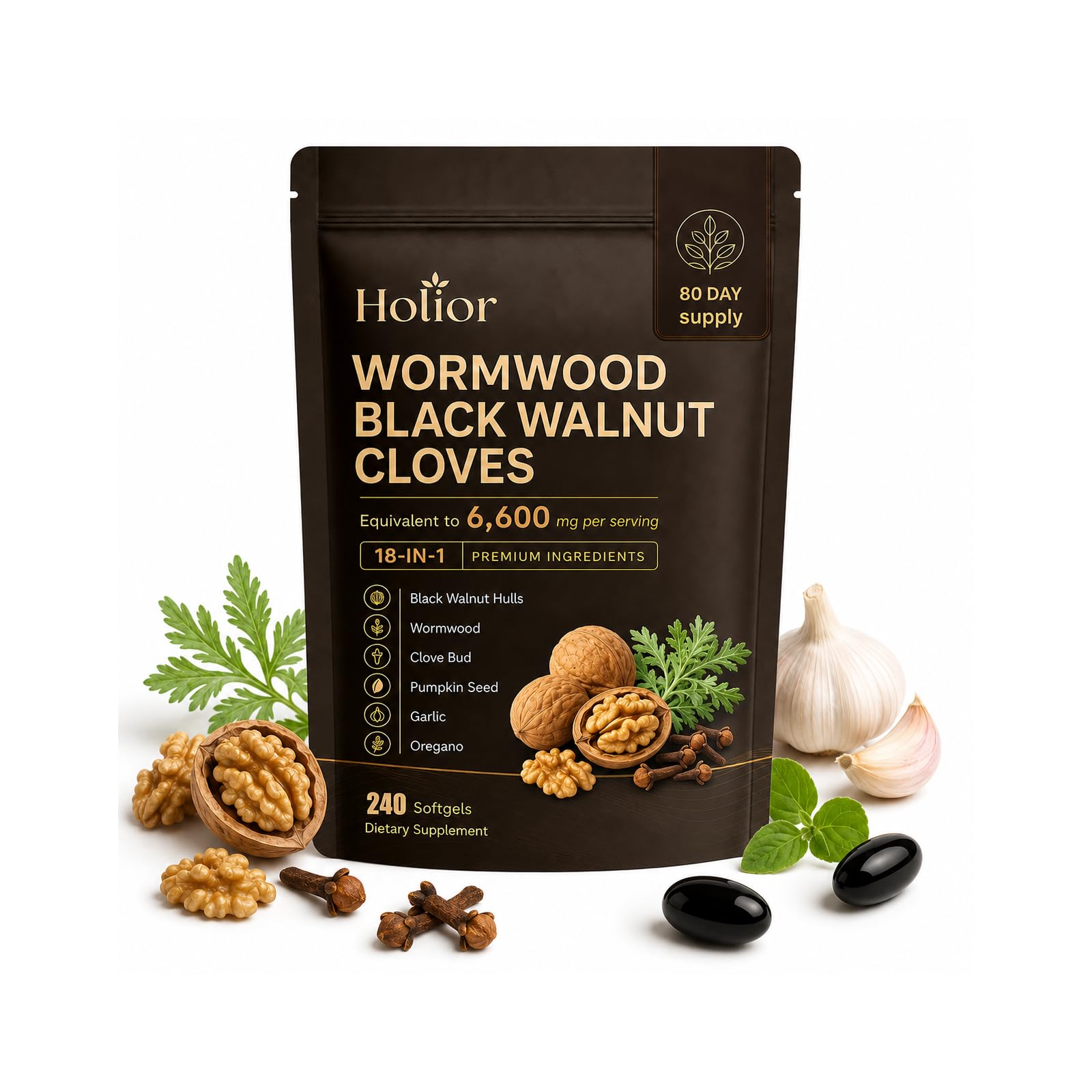 KOVA Rhodiola Holior Wormwood Black Walnut Cloves Softgels, 240